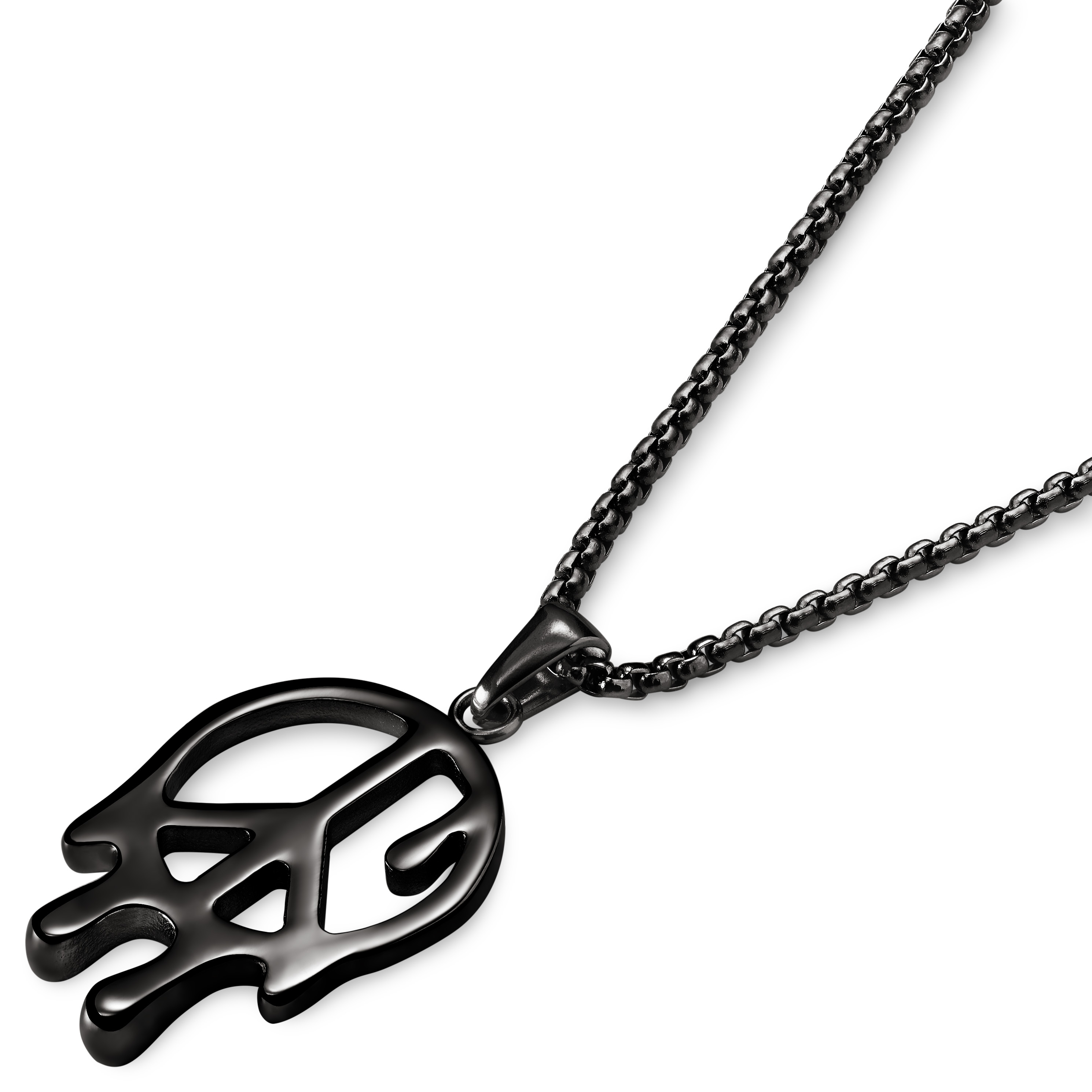 Fahrenheit | Ogrlica iz verige z motivom »melting peace« iz črnega nerjavečega jekla - 2