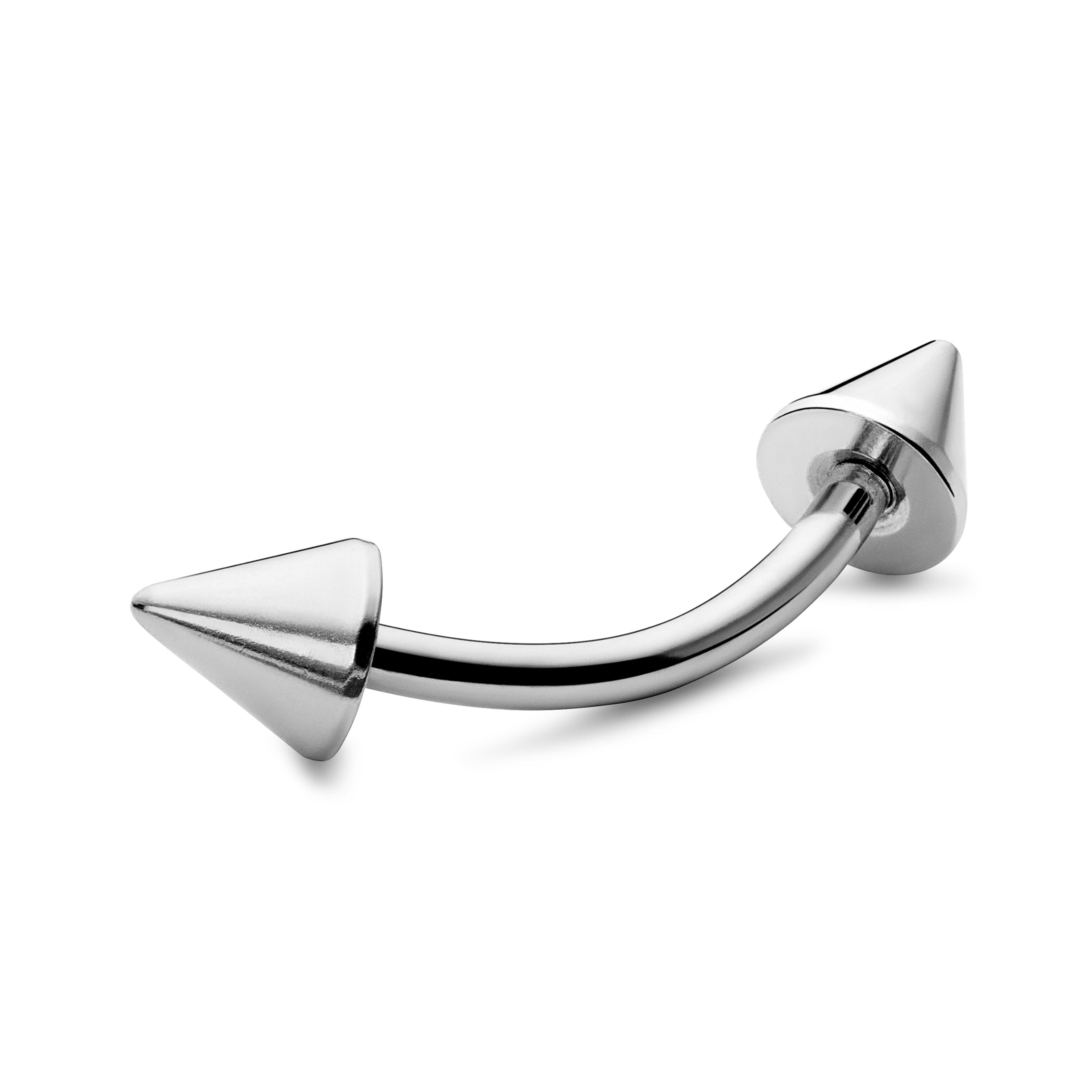 Ezüst tónusú rozsdamentes acél tüskés végű banán piercing - 8 mm