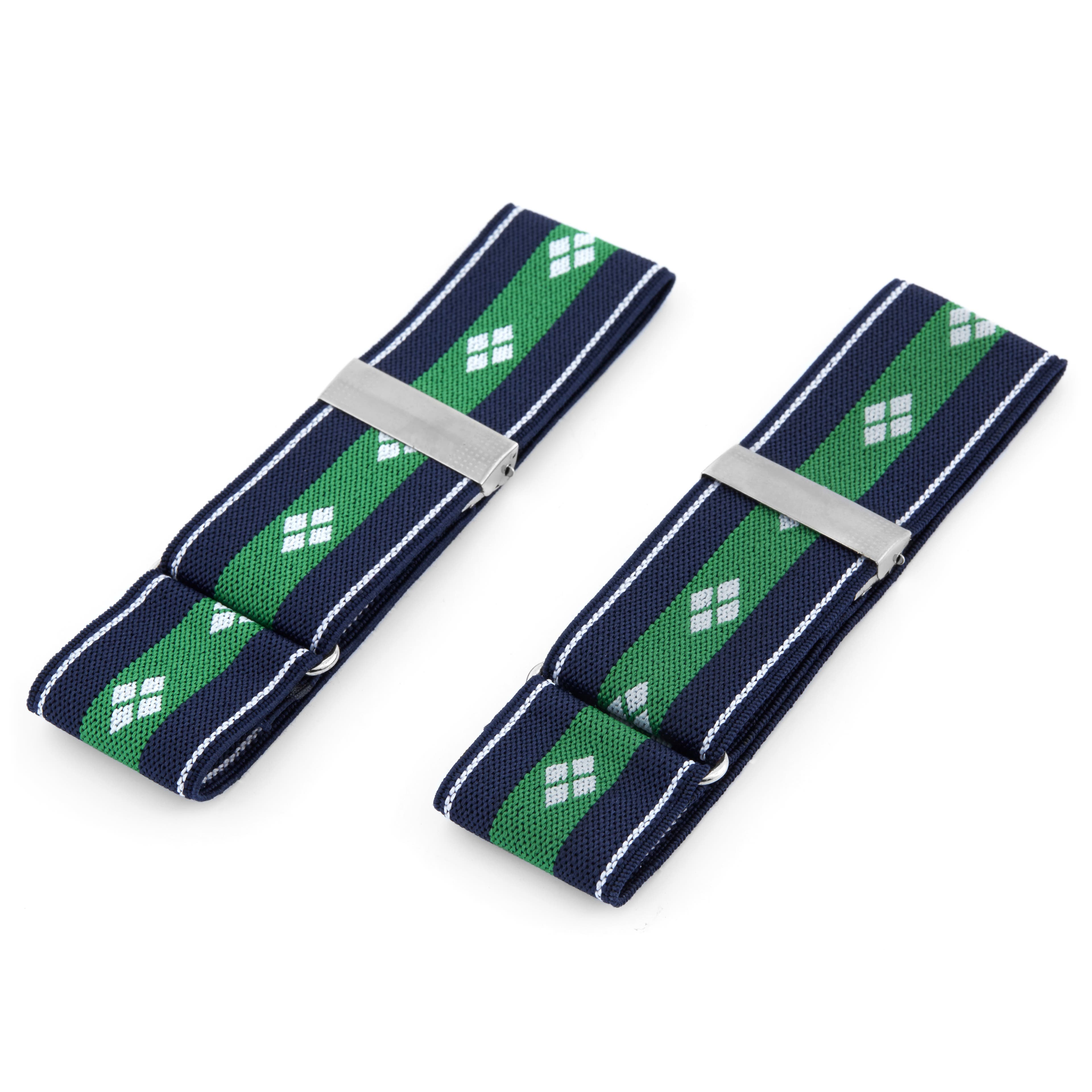 Modro-zelené elastické pásky na rukávy sa štvorlístkami