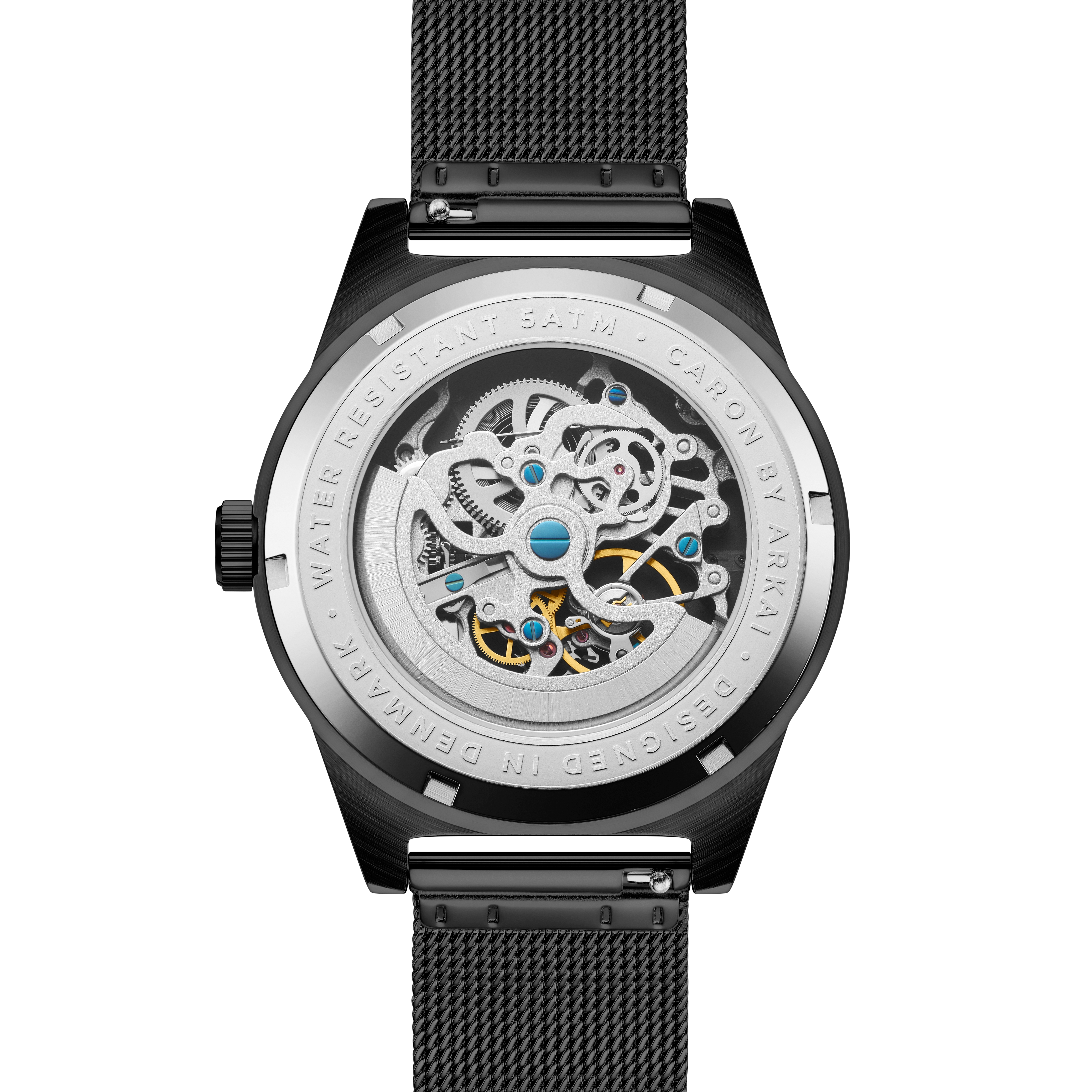 Caron | Black Stainless Steel Automatic Skeleton Watch - 4