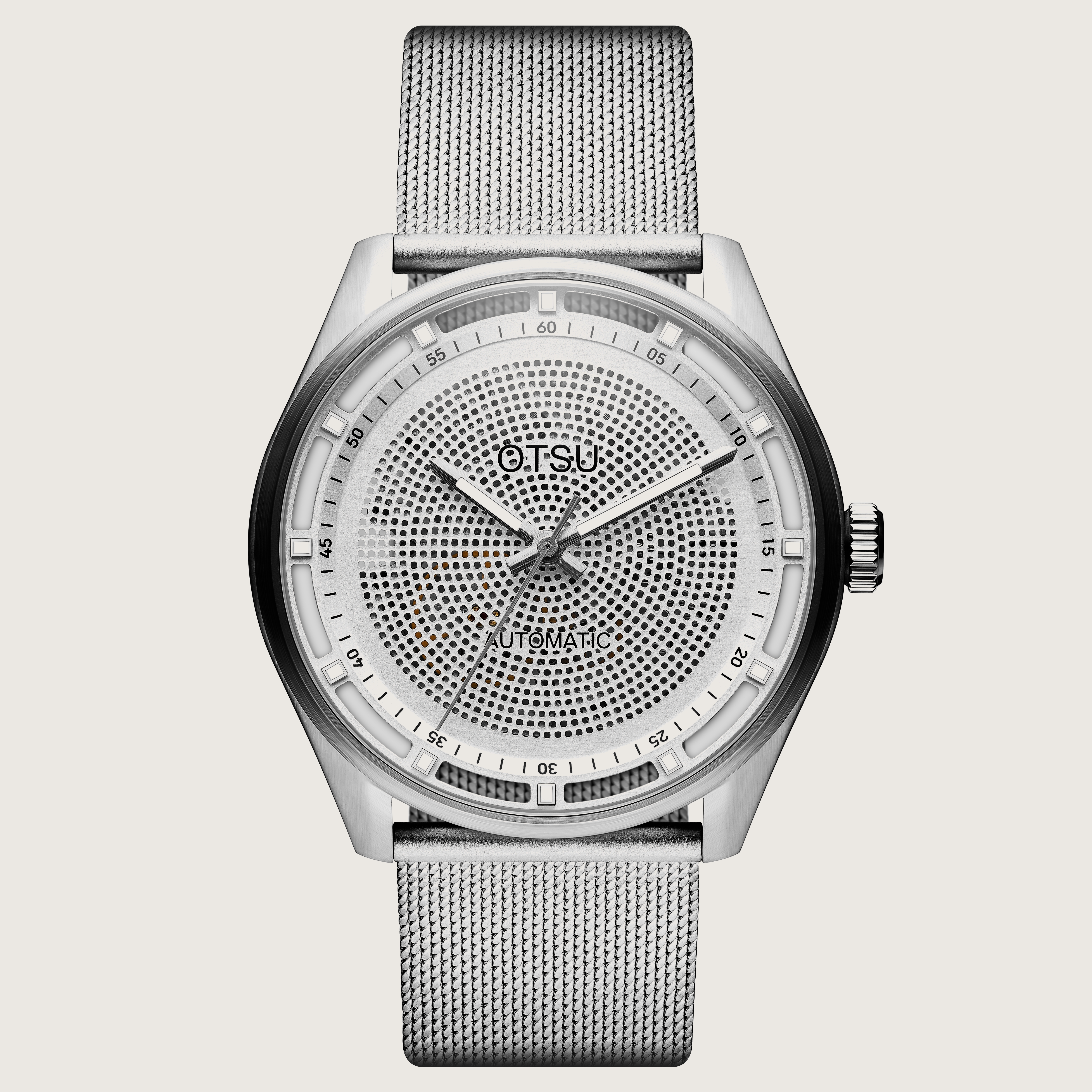 OTLT Minimalist Silver Mesh Strap Watch White Dial Round Analog Wristwatch Petite Watch Silver & White Dial | Silver Mesh Strap  main image 2