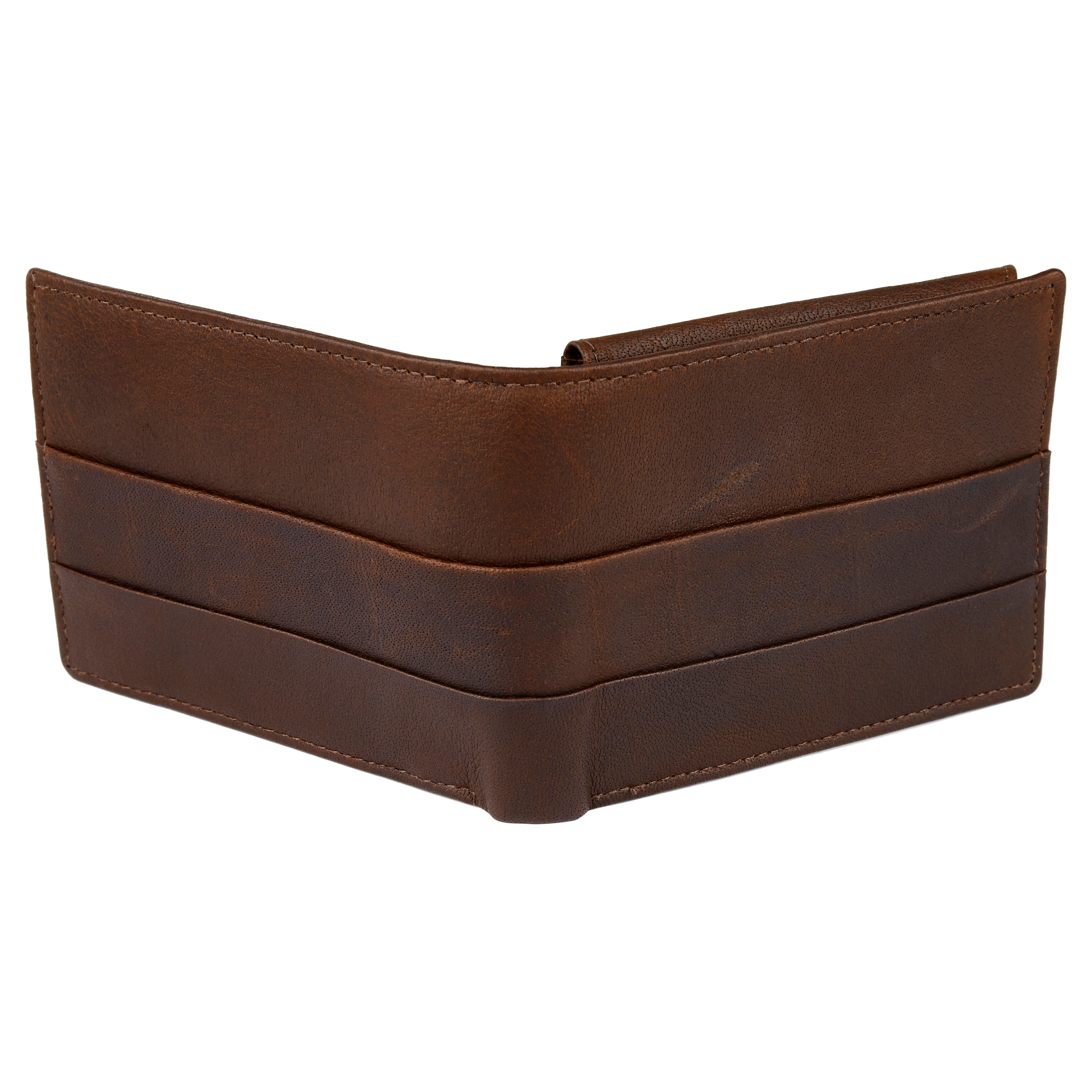 Cartera plisada de cuero marrón Oxford  - 3