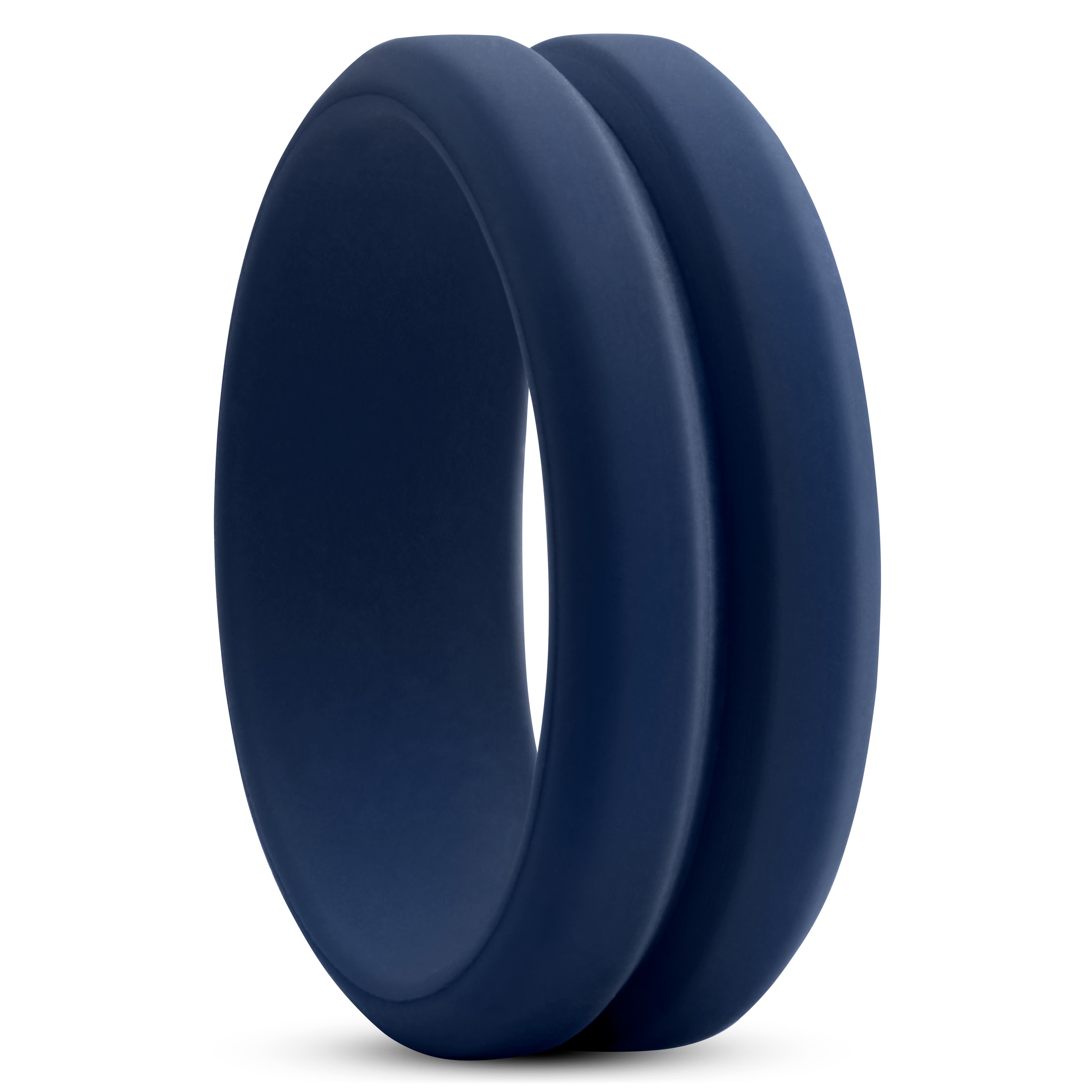 8 mm Navy Blue Silicone With Dent Middle Ring