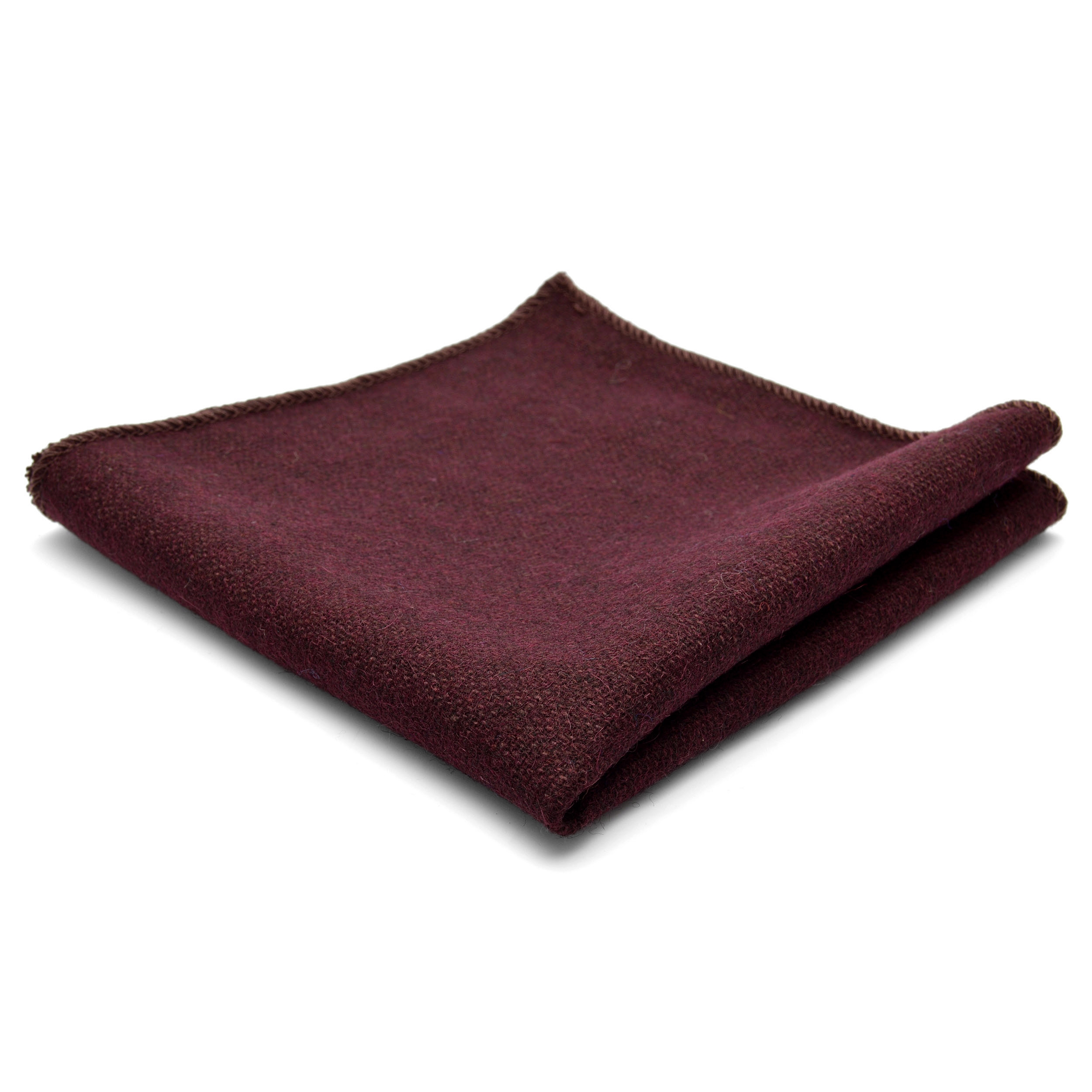 Bordeauxfarbenes handgefertigtes Einstecktuch aus Wolle - 1