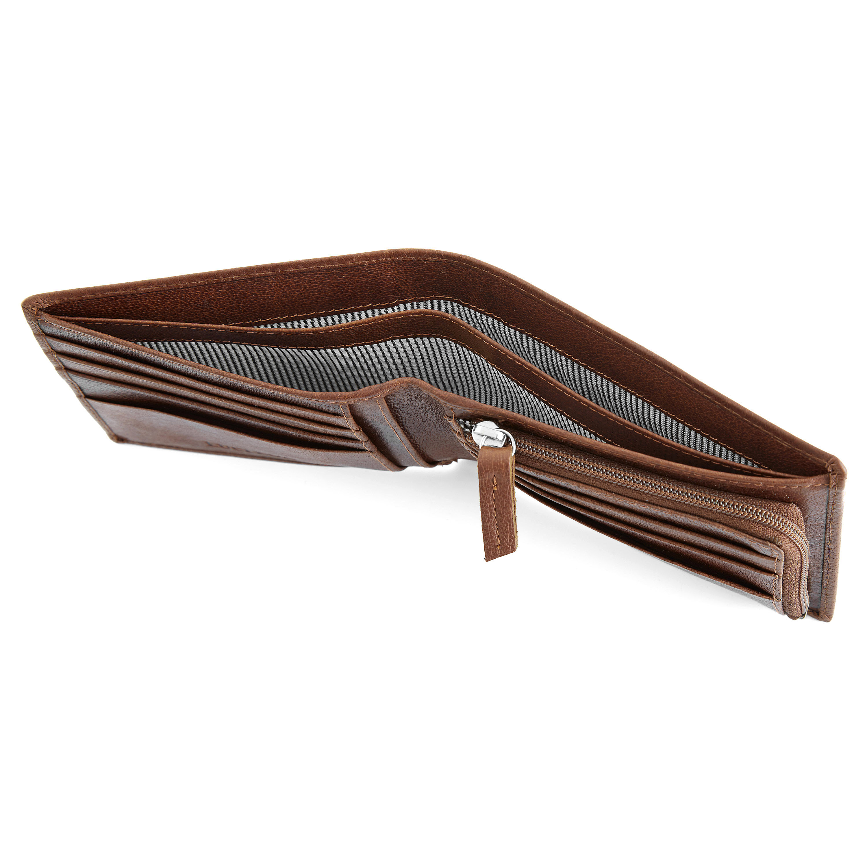 Jasnbrązowy skórzany portfel California z wewnętrznym zapięciem - 3