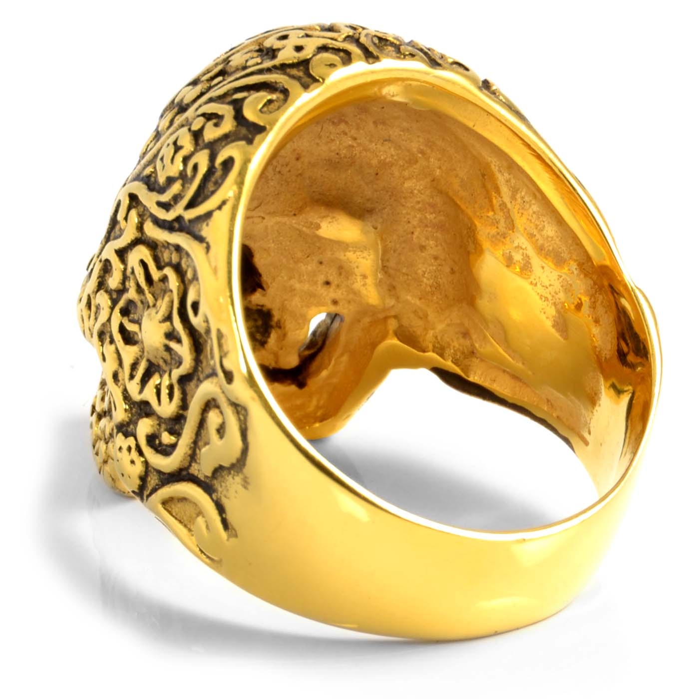 Anello con teschio dorato in acciaio - 2
