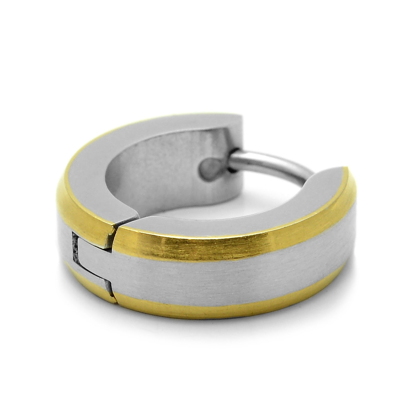 Sentio | Brushed Steel & Gold-Tone Surgical Steel Hoop Earring - 2