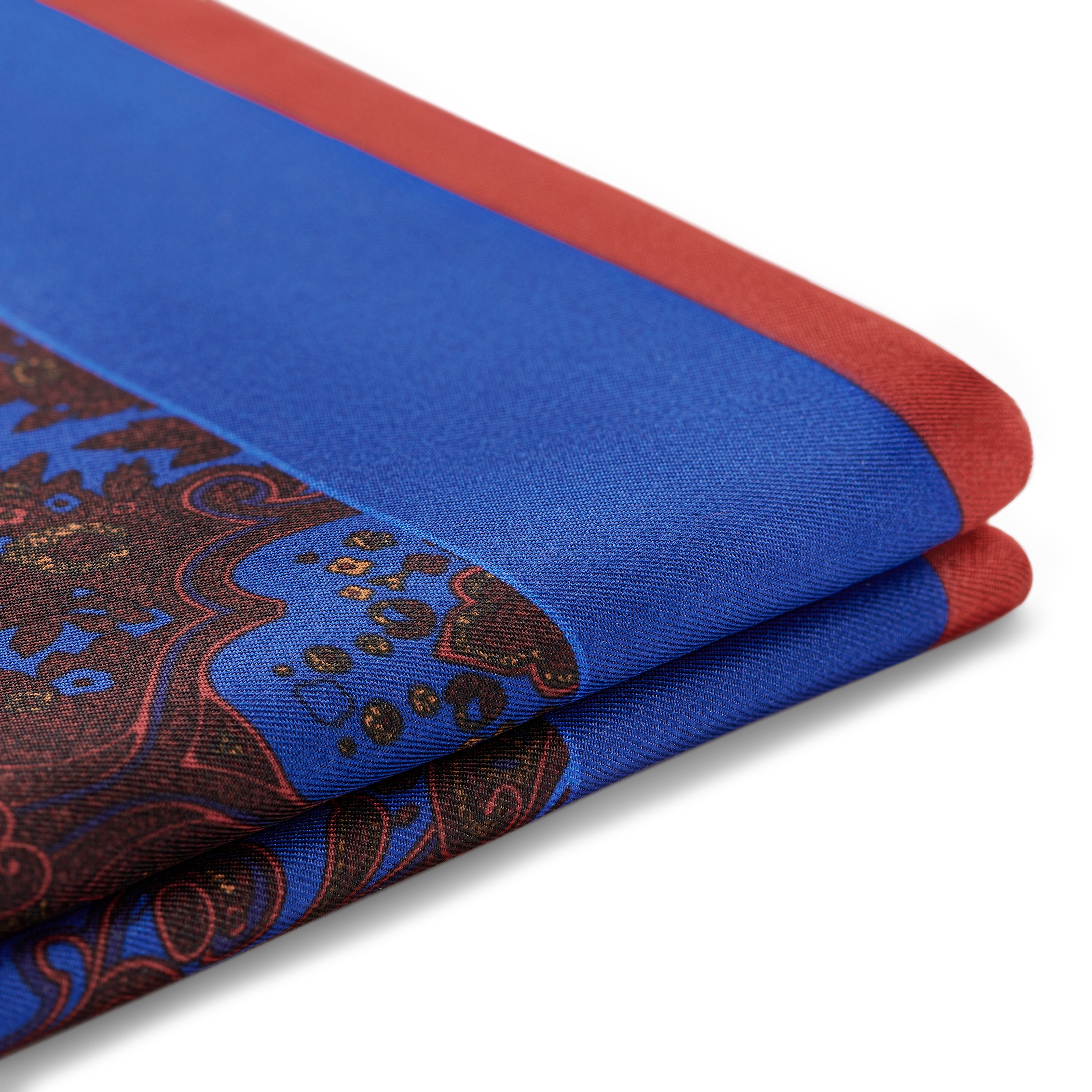 Elegio | Двулицева копринена кърпичка за сако с шарки в синьо и кафяво - 4