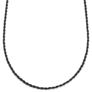 Essentials | 1/5" (4 mm) Gunmetal Black Rope Chain Necklace