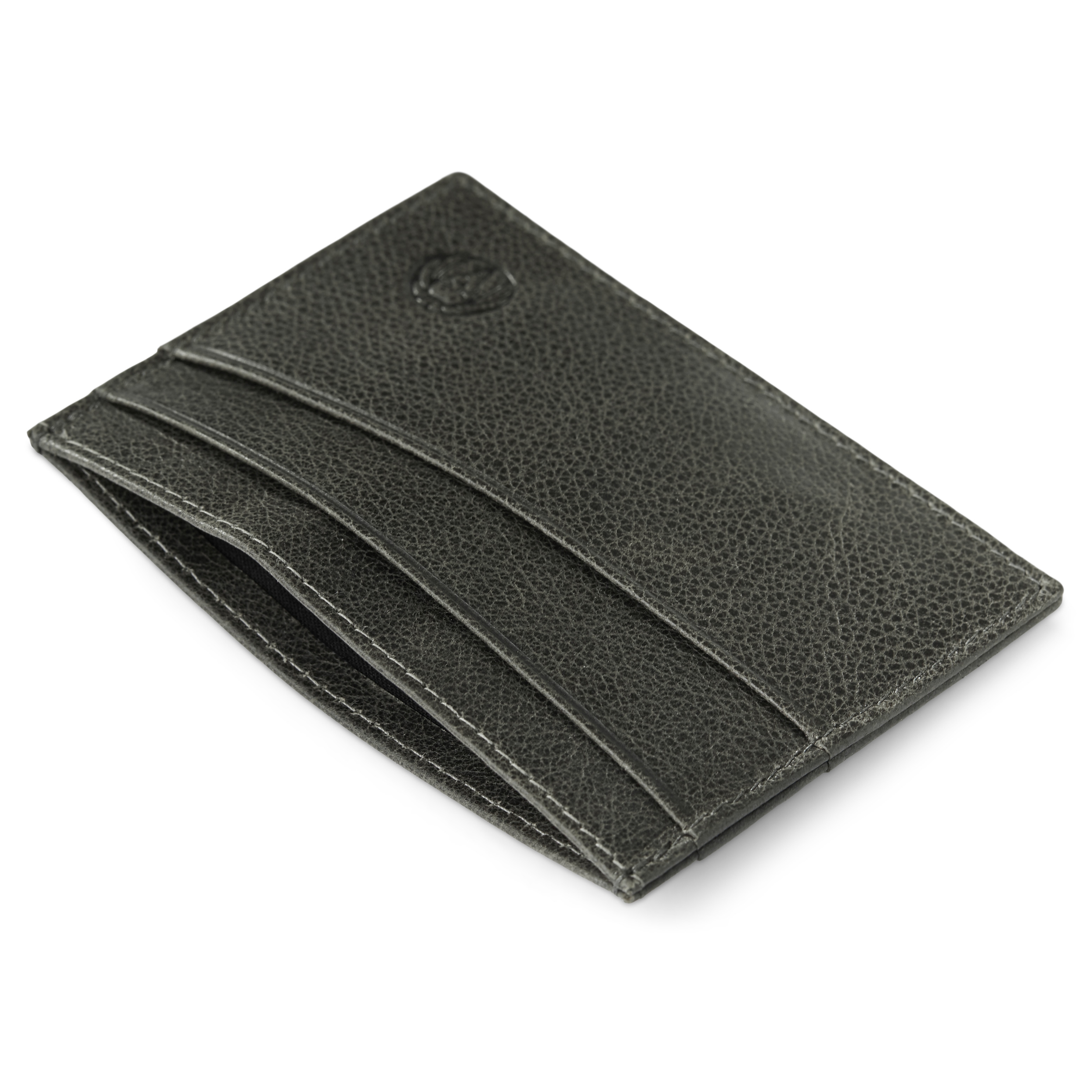 Brązowo-szare skórzane mini etui na karty RFID Licio - 7