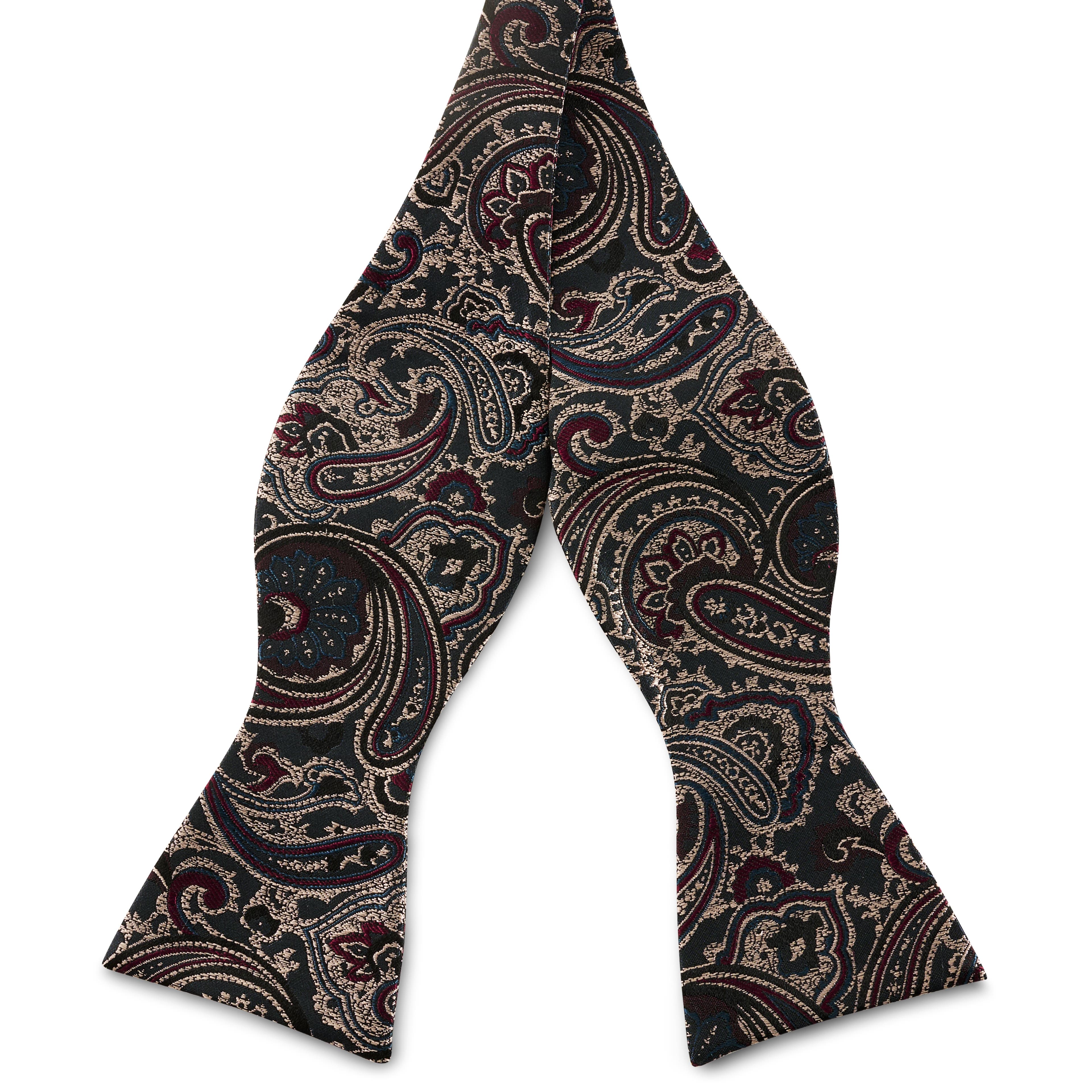 Dark Blue & Dark Green PAISLEY Pattern Silk Self-Tie Bow tie Dark Blue & Dark Green PAISLEY Pattern Silk Self-Tie Bow tie