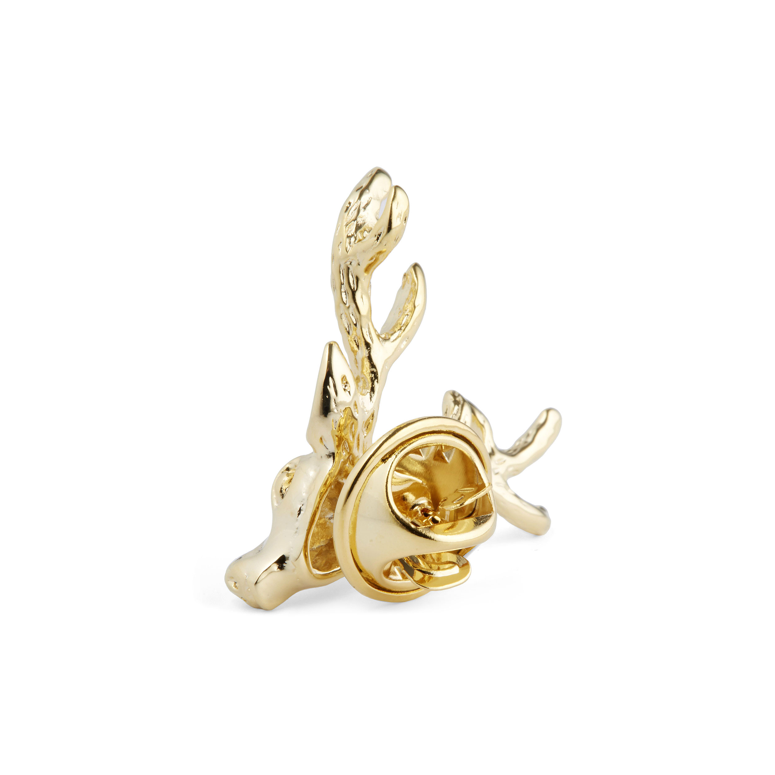 Spilla dorata con testa di renna - 2