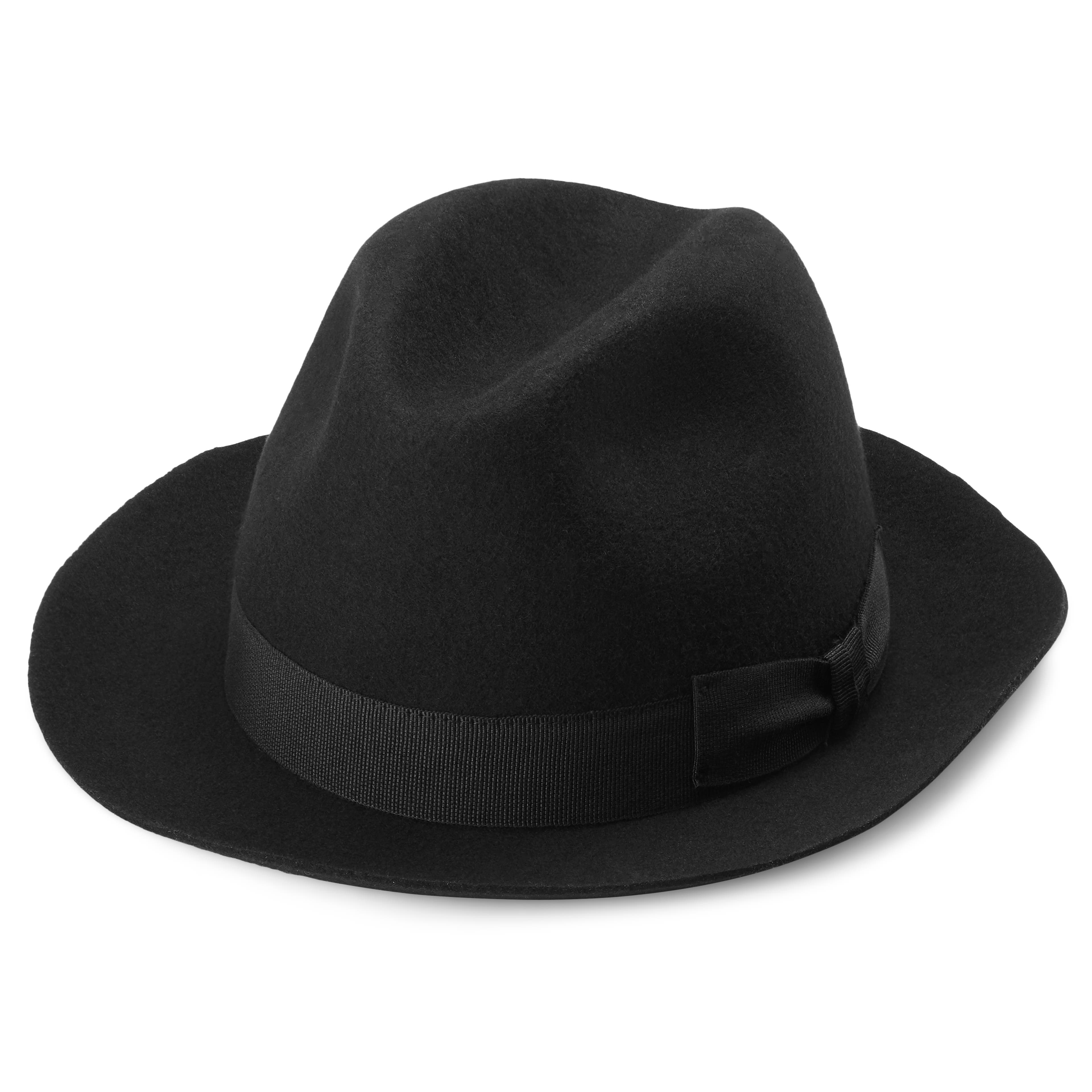 Czarny kapelusz fedora z surowymi krawędziami Filippo Moda