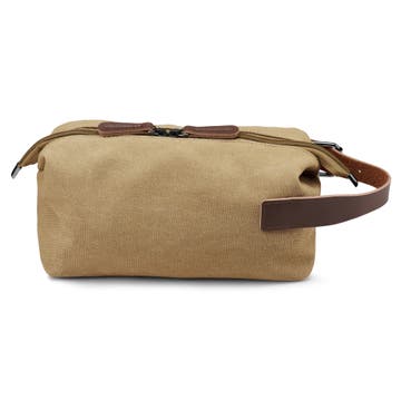 Mustard Yellow Canvas & Brown Leather Toiletry Bag Mustard Yellow Canvas & Brown Leather Toiletry Bag
