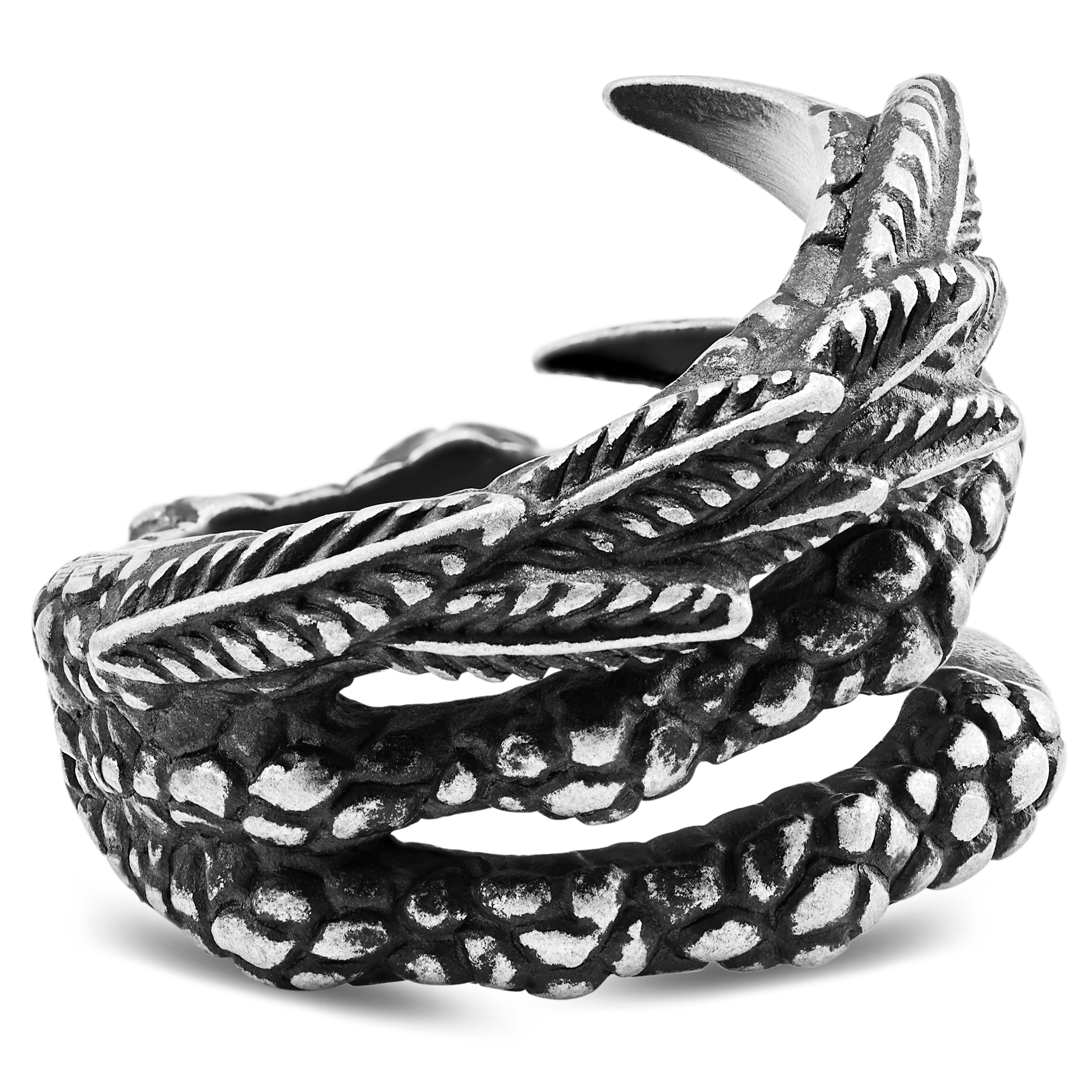 Steel and Black Dragon Claw Ring - 4