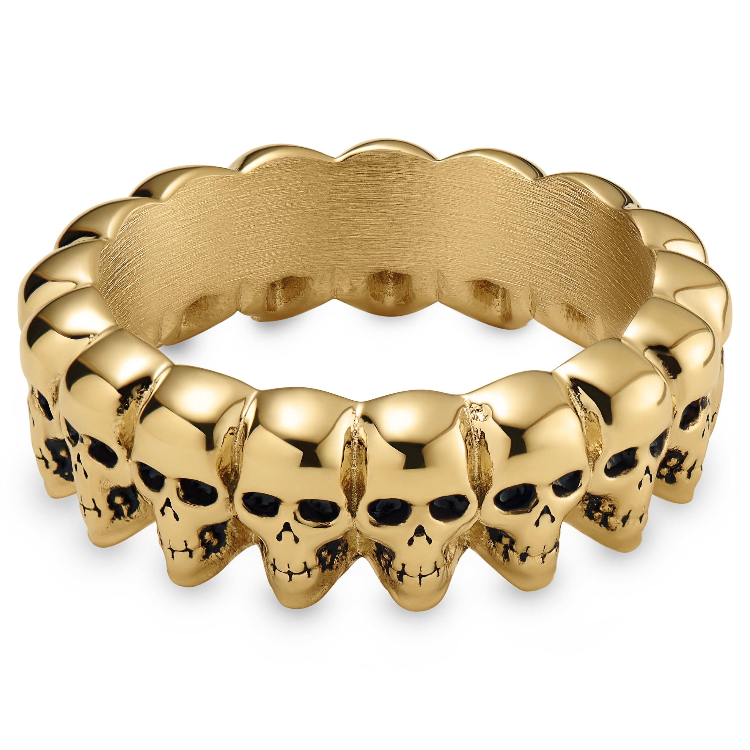 Aspero | 8 mm Goudkleurige Roestvrijstalen Schedelring - 2