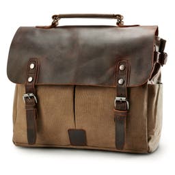 Tan Vintage-Style Messenger Bag