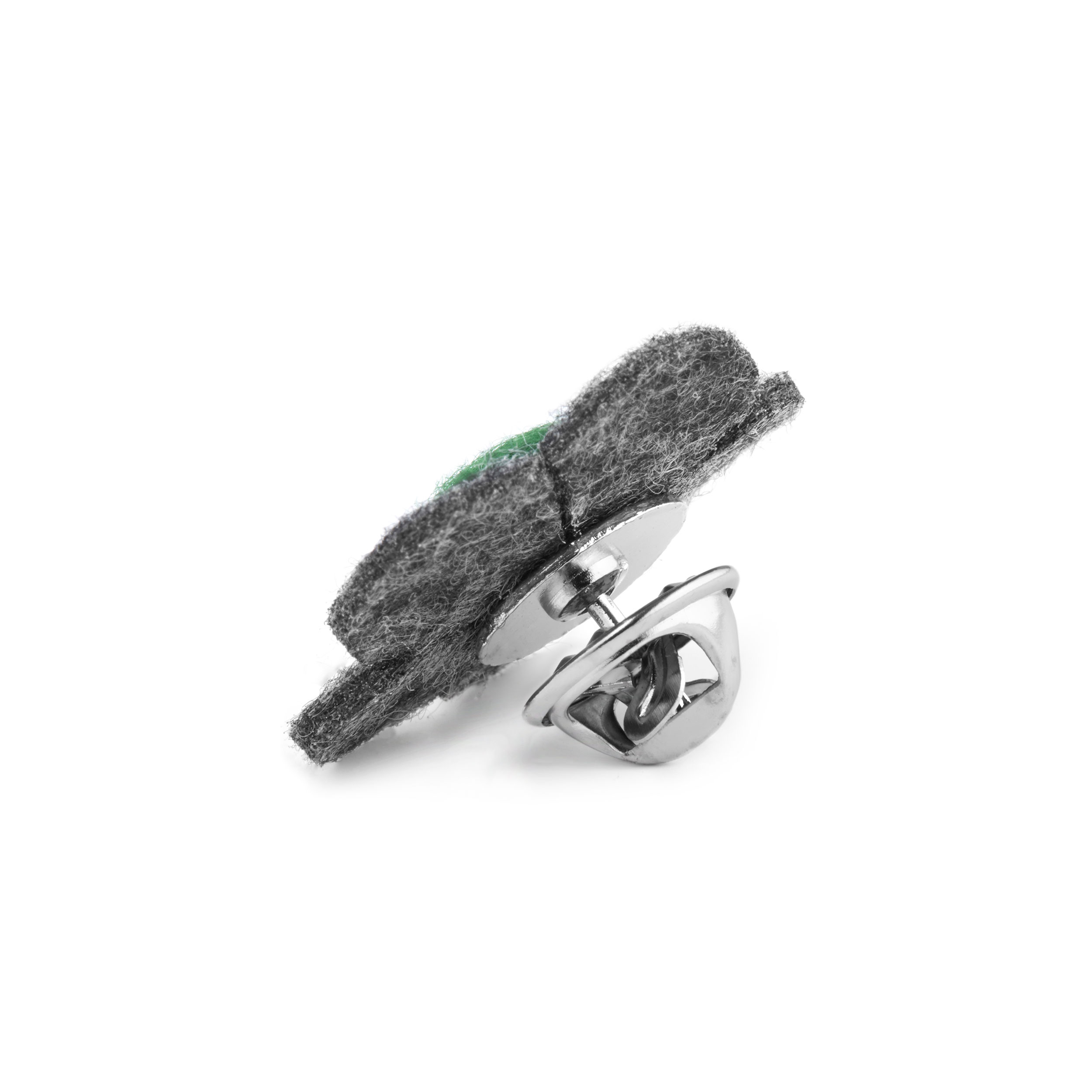 Green & Grey Felt Flower Lapel Pin - 4