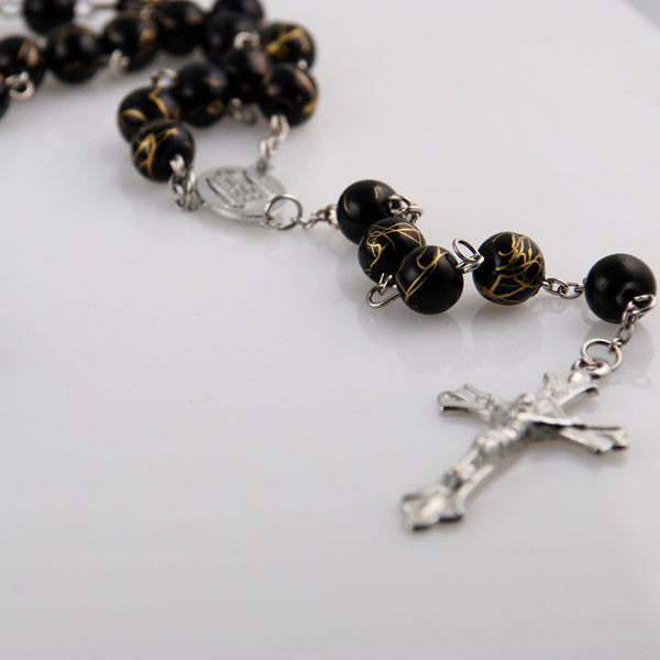 Sort Mønstret Rosenkrans Halskæde - 3