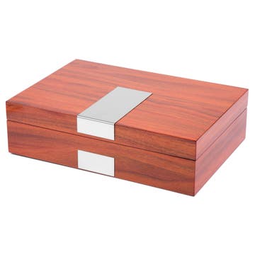Classic Silver-Tone & Cherry Watch Box - 8 Watches