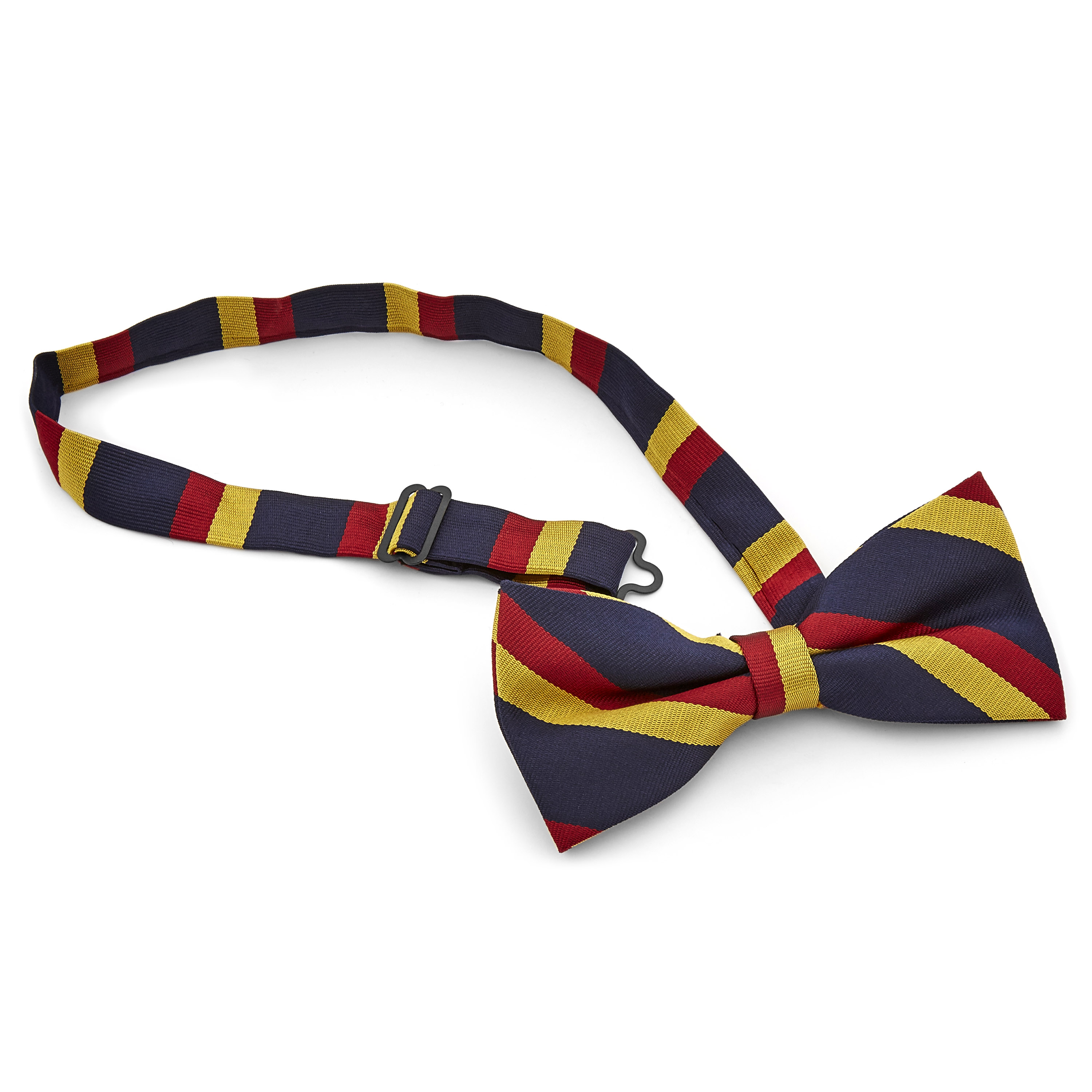 Noeud papillon à rayures bleu, rouge et or  - 2