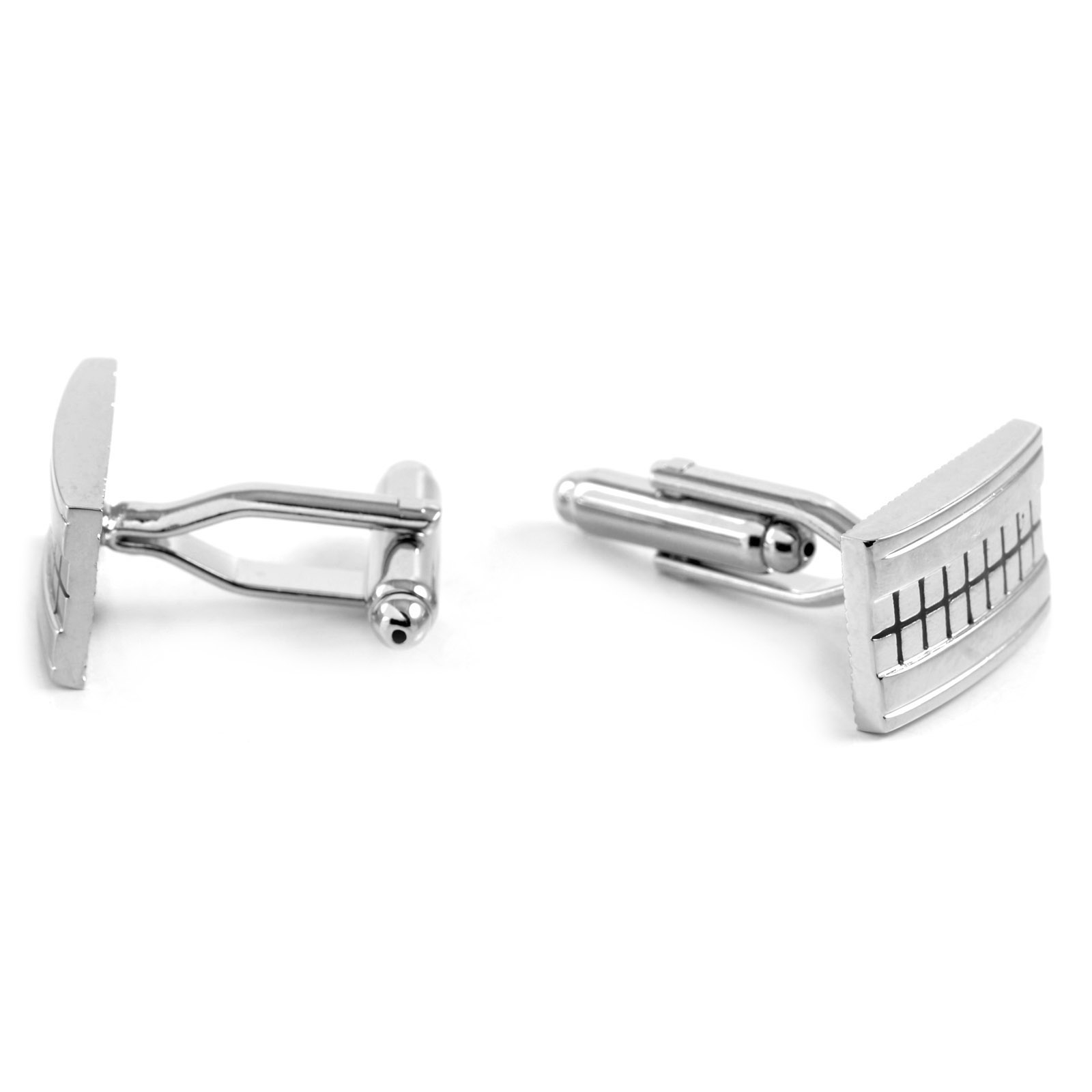 Taisnstūrveida aproču pogas ar melnu kvadrātveida rakstu - 3