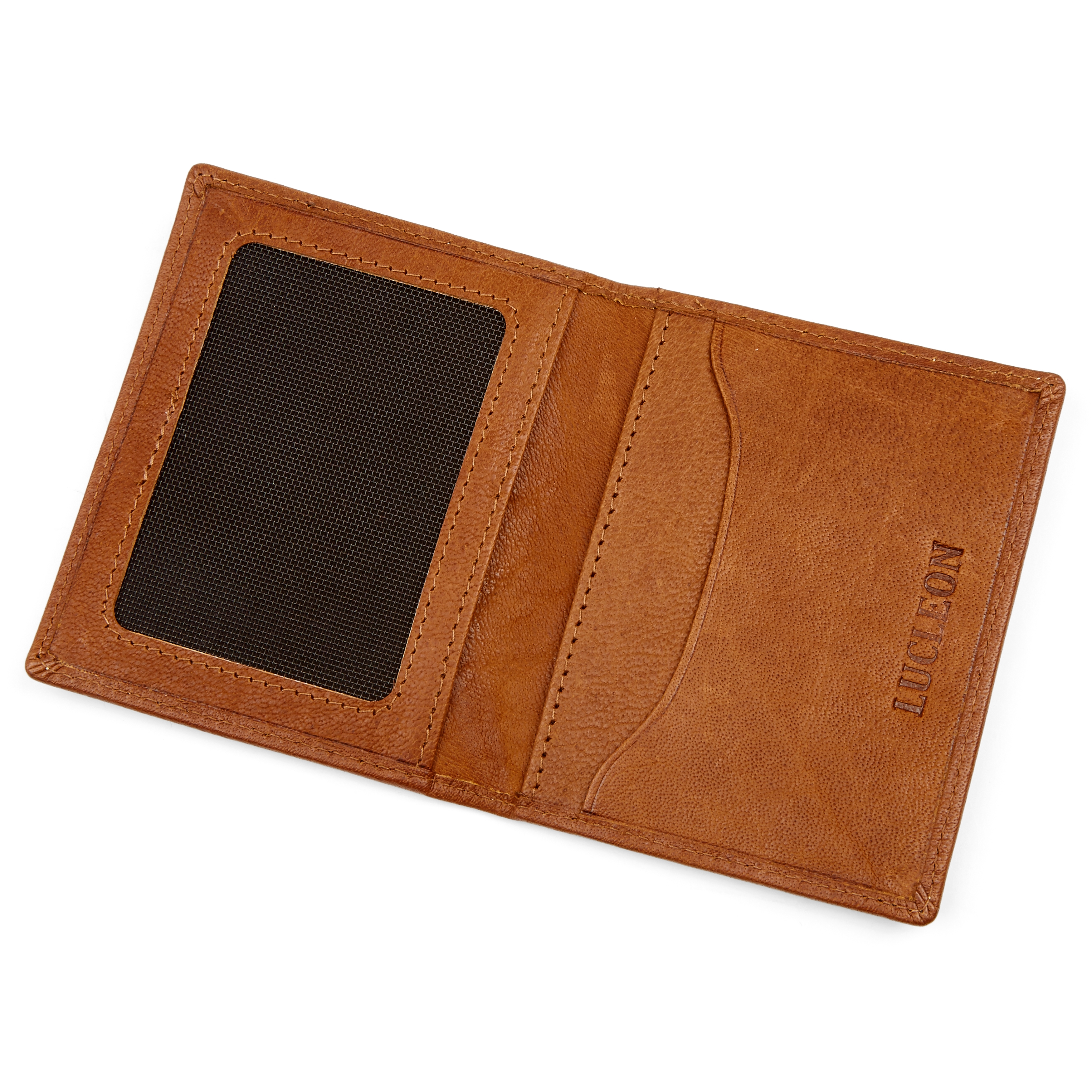 Tarjetero de cuero canela Oxford  - 2