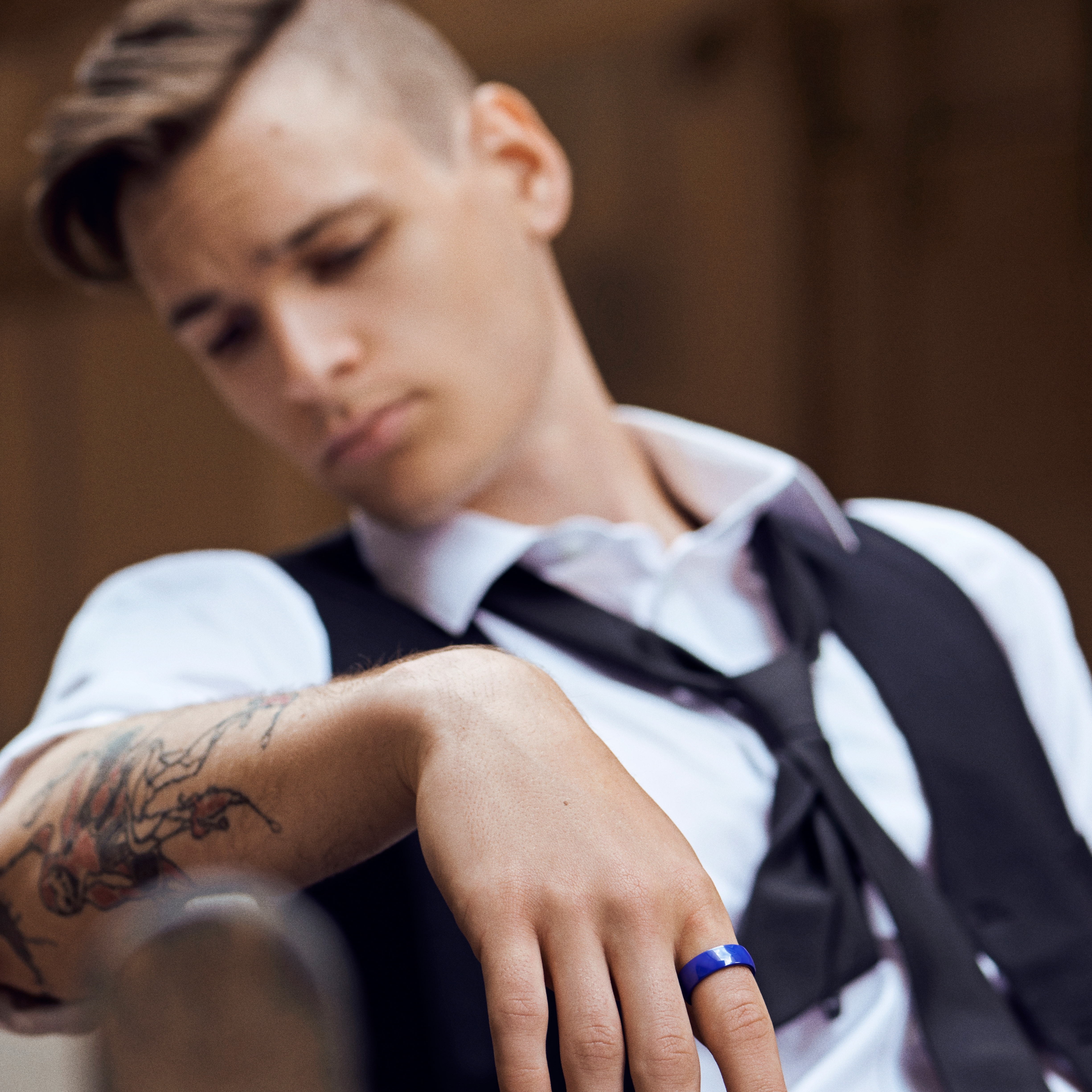 Polished Blue Ceramic Ring  - 4