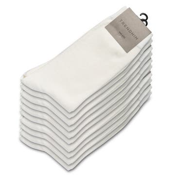 Sokker | 10-Pak Hvide Ensfarvede Sokker