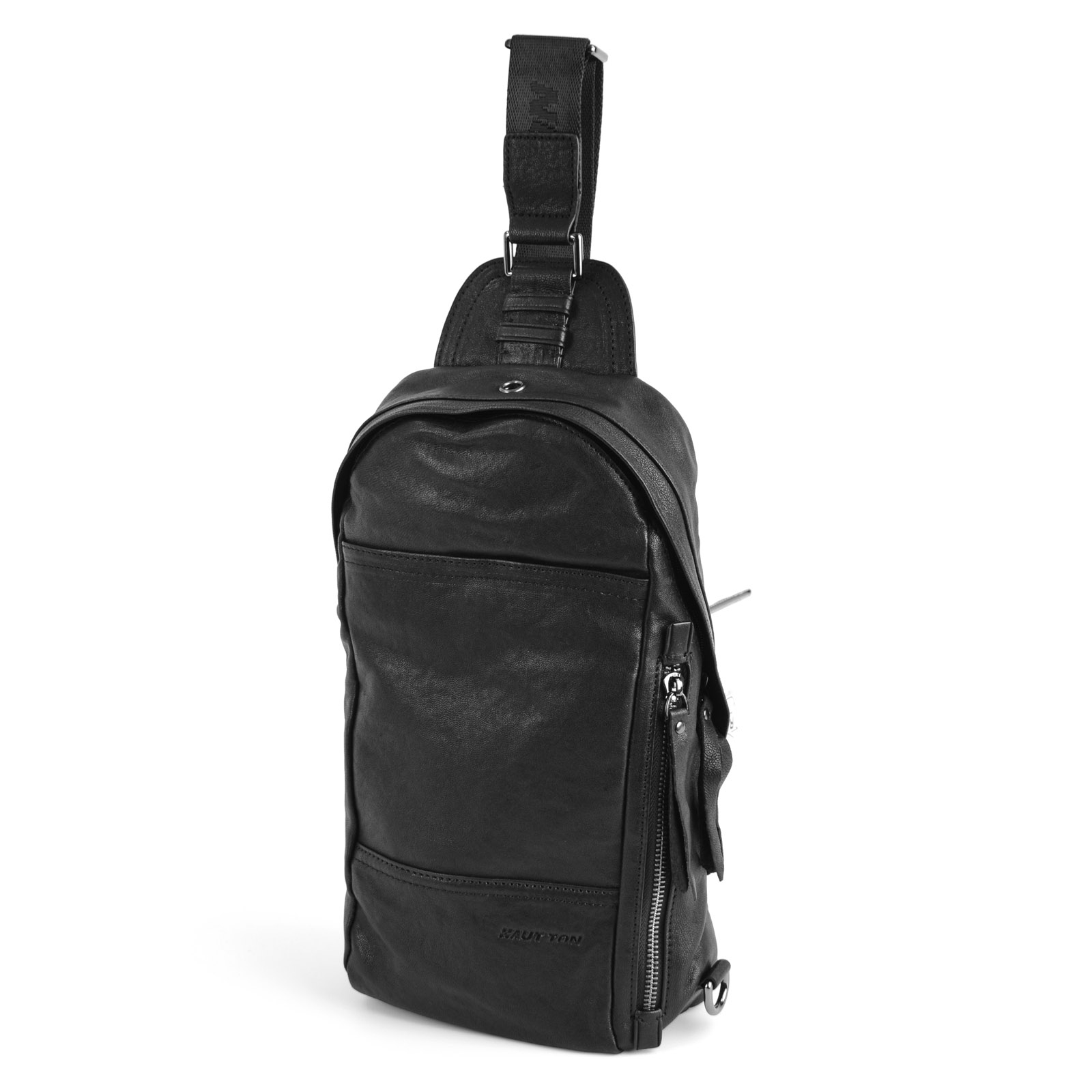 Schwarze Leder Umhängetasche - 1