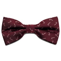 Burgundy Christmas Candy Cane Pre-Tied Bow Tie