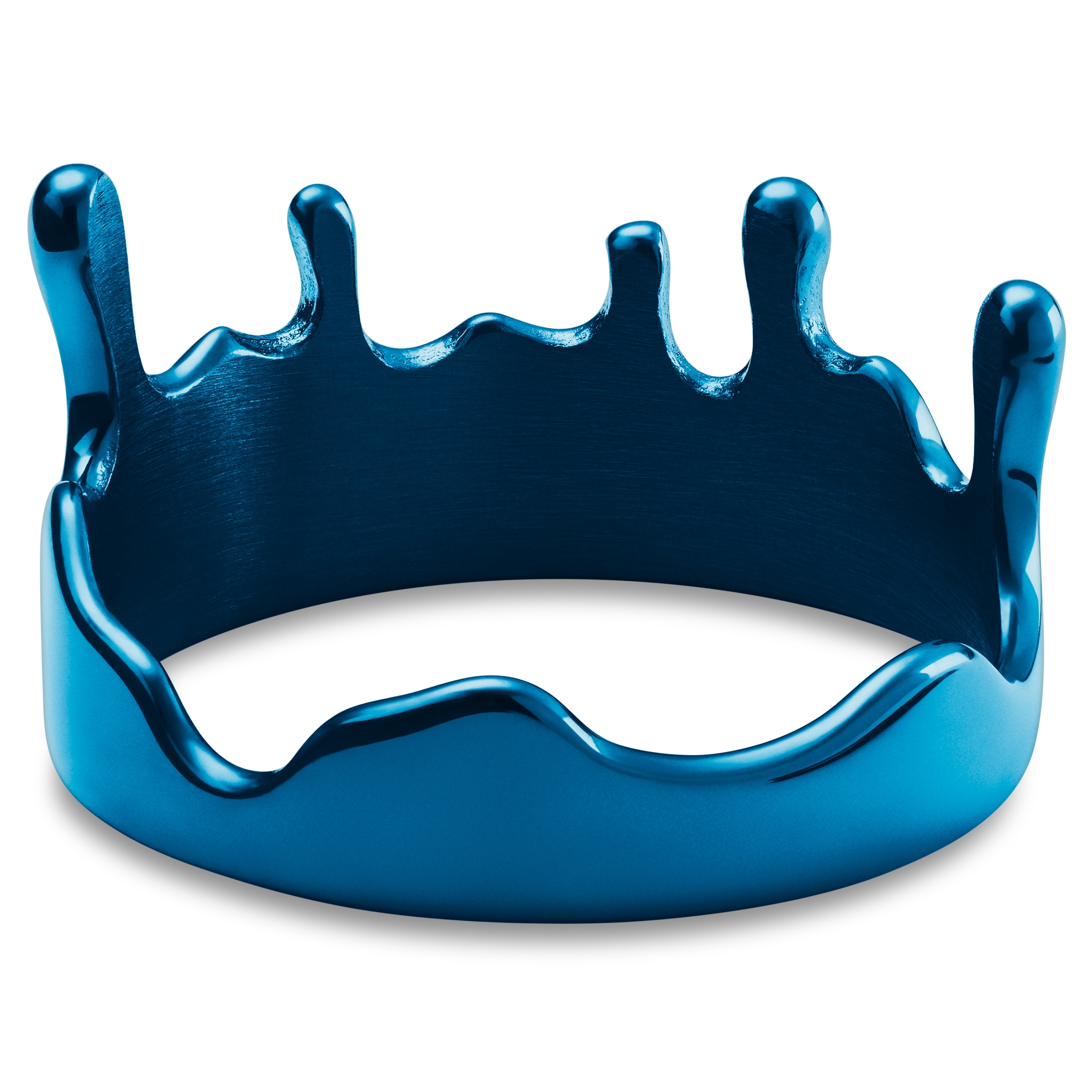 Fahrenheit | Inel albastru din oțel inoxidabil cu design topit - 4