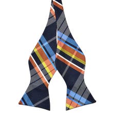 Blue self tie bow ties