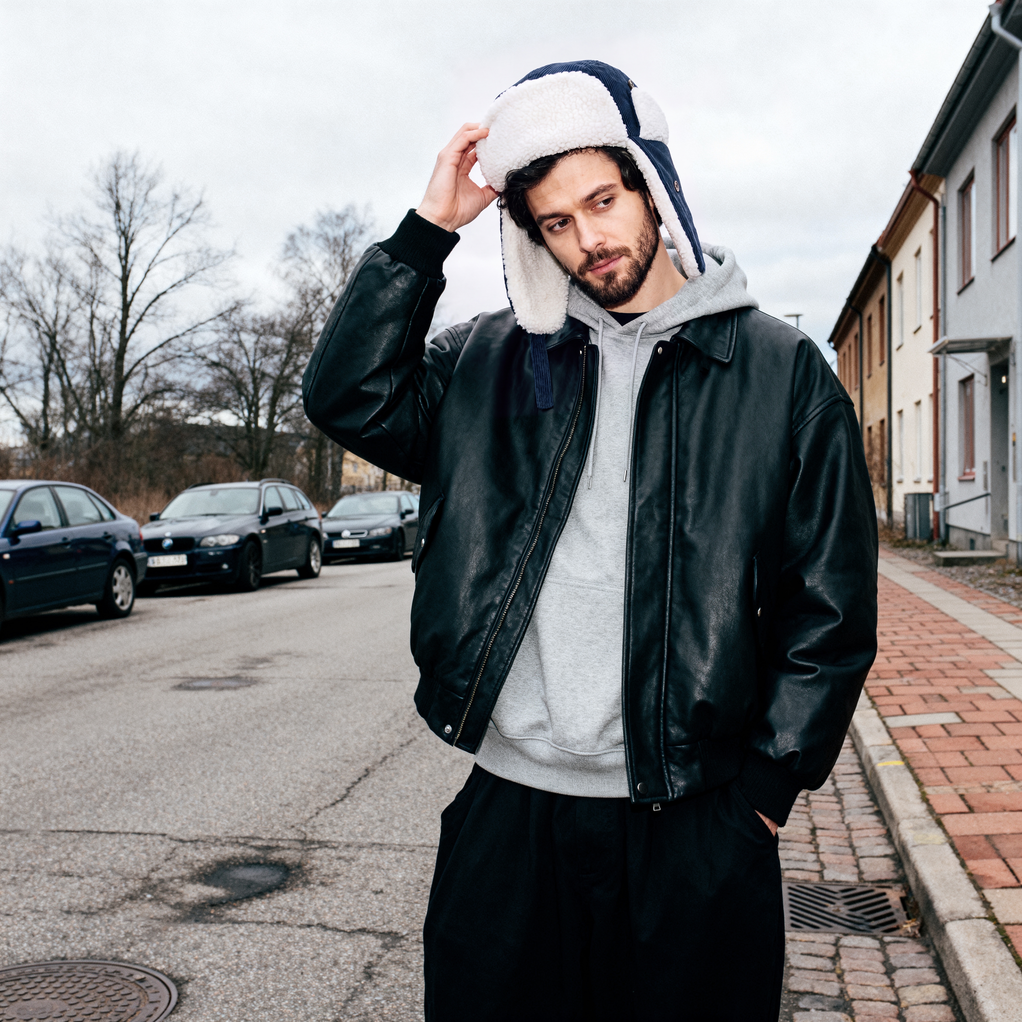 Dawson | Navy Fløjl Sherpa-foret Trapper Hue - 3