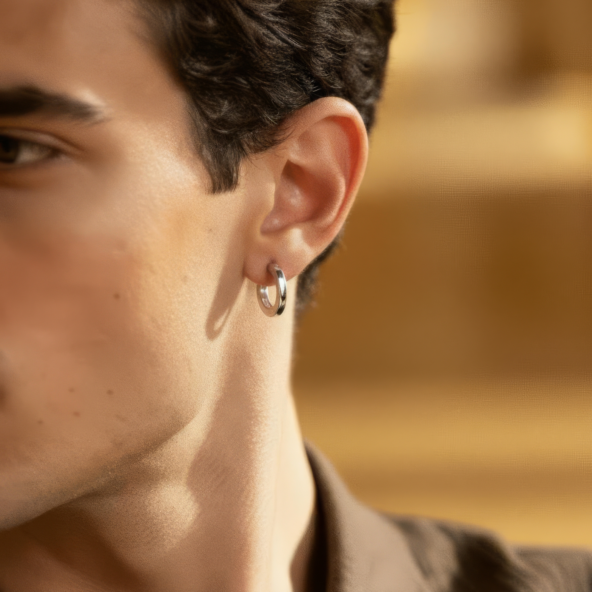 Huggie | Thin 7 mm Sterling Silver Flat Hoop Earring - 3