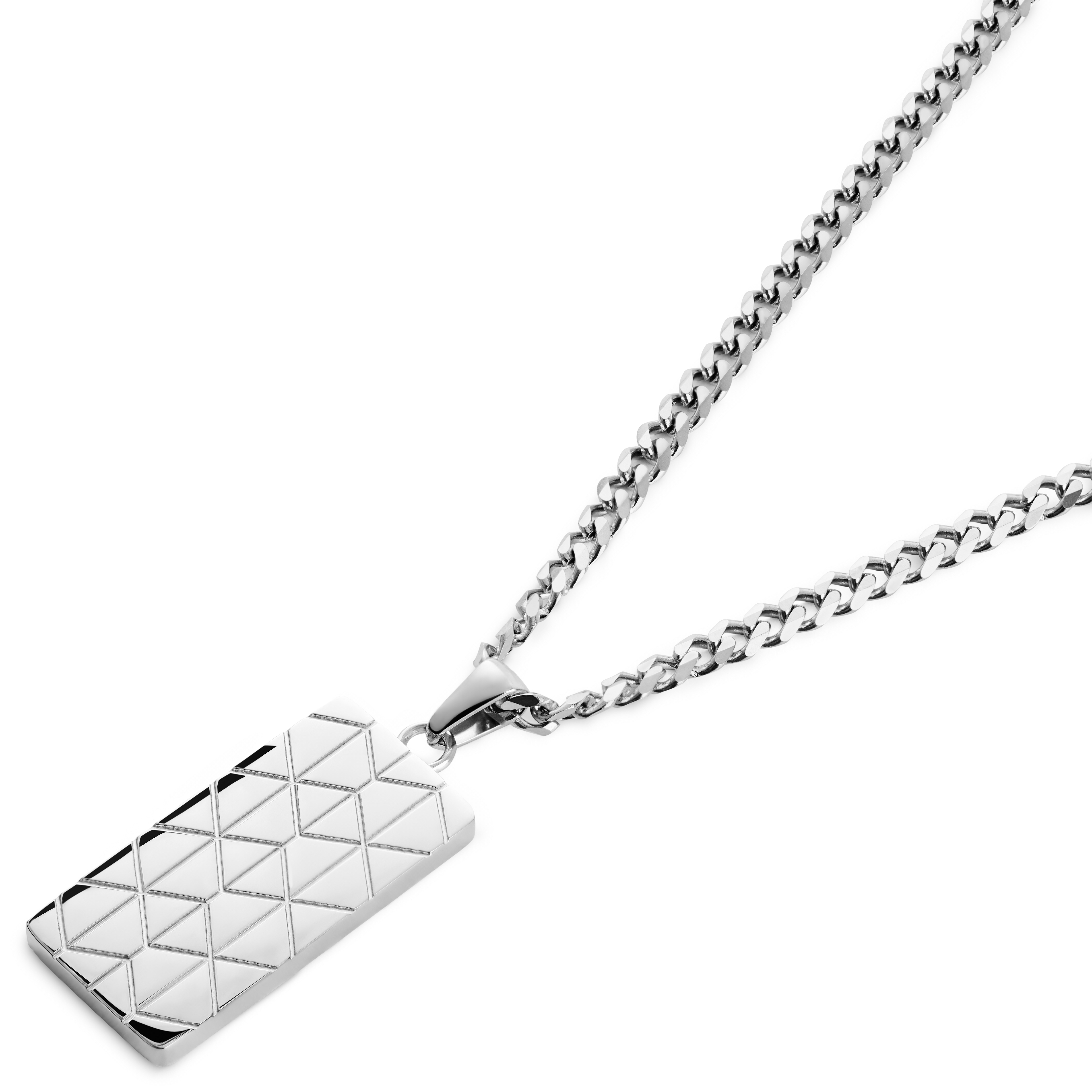 Icarus | Silver-Tone Stainless Steel Armor Pattern Dog Tag