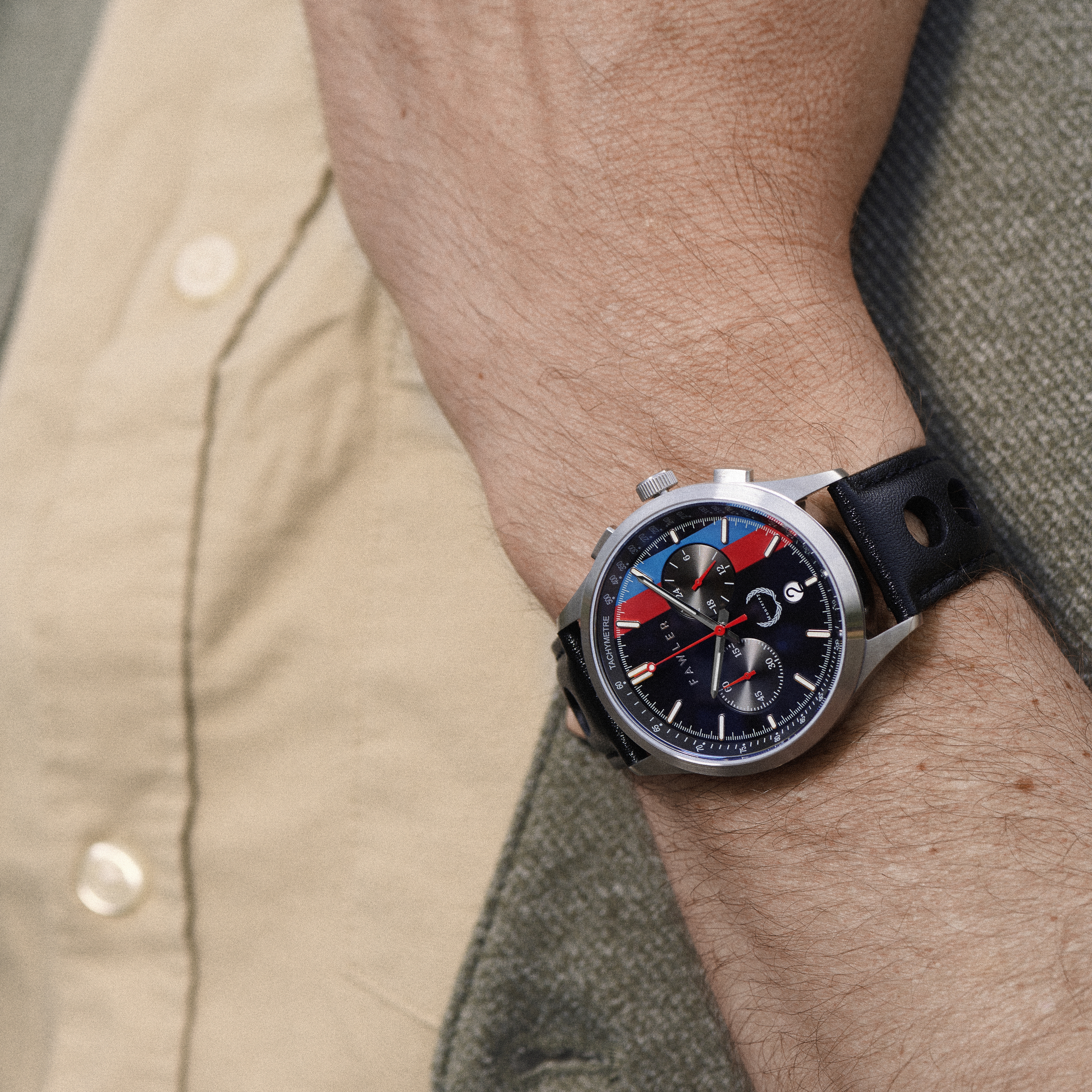 Monterey  | Red & Blue Racing Chronograph Leather Watch - 4