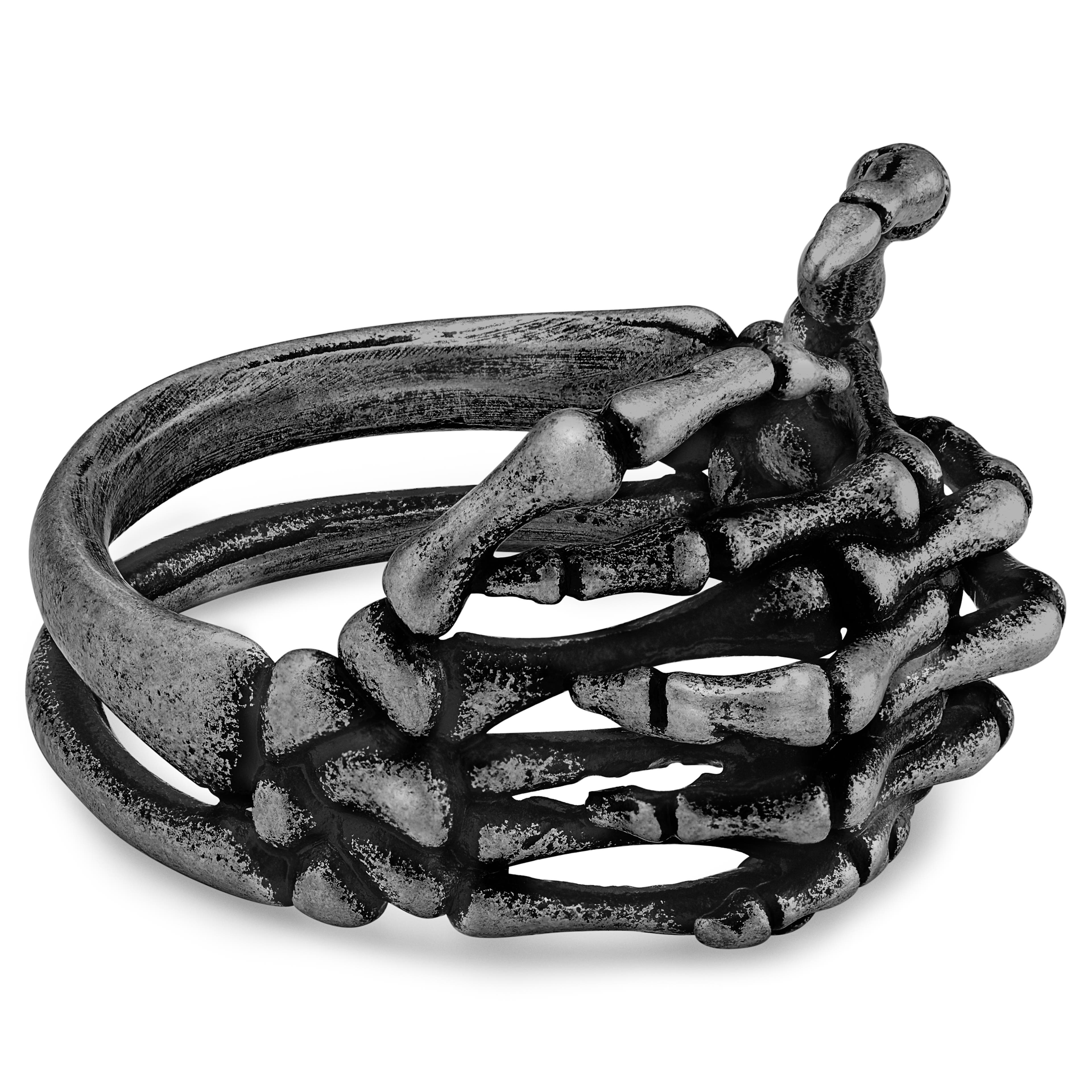 Aspero | Grey Skeleton Hands Stainless Steel Ring