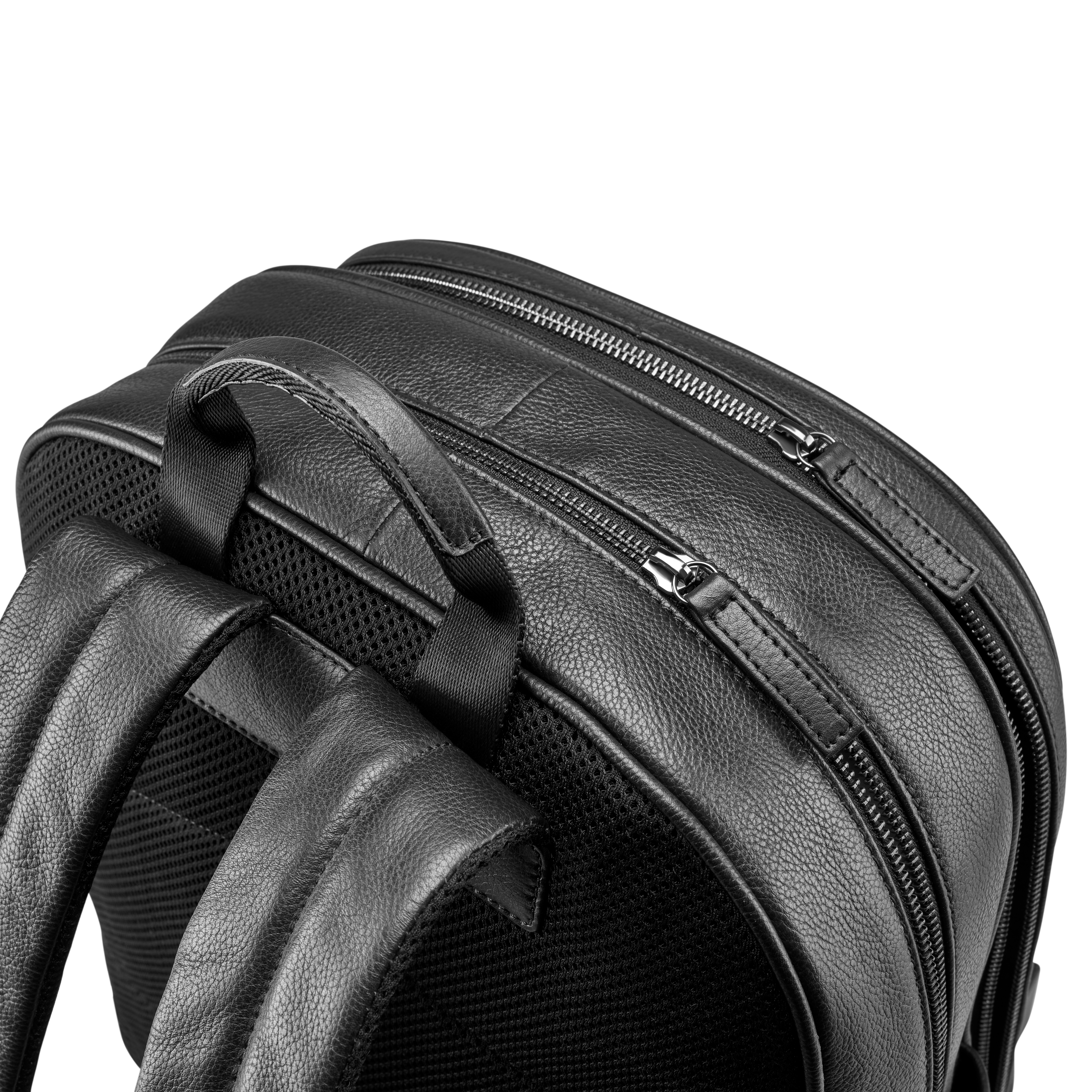 Sort Laptop Ryggsekk av Fullnarvet Skinn - 3