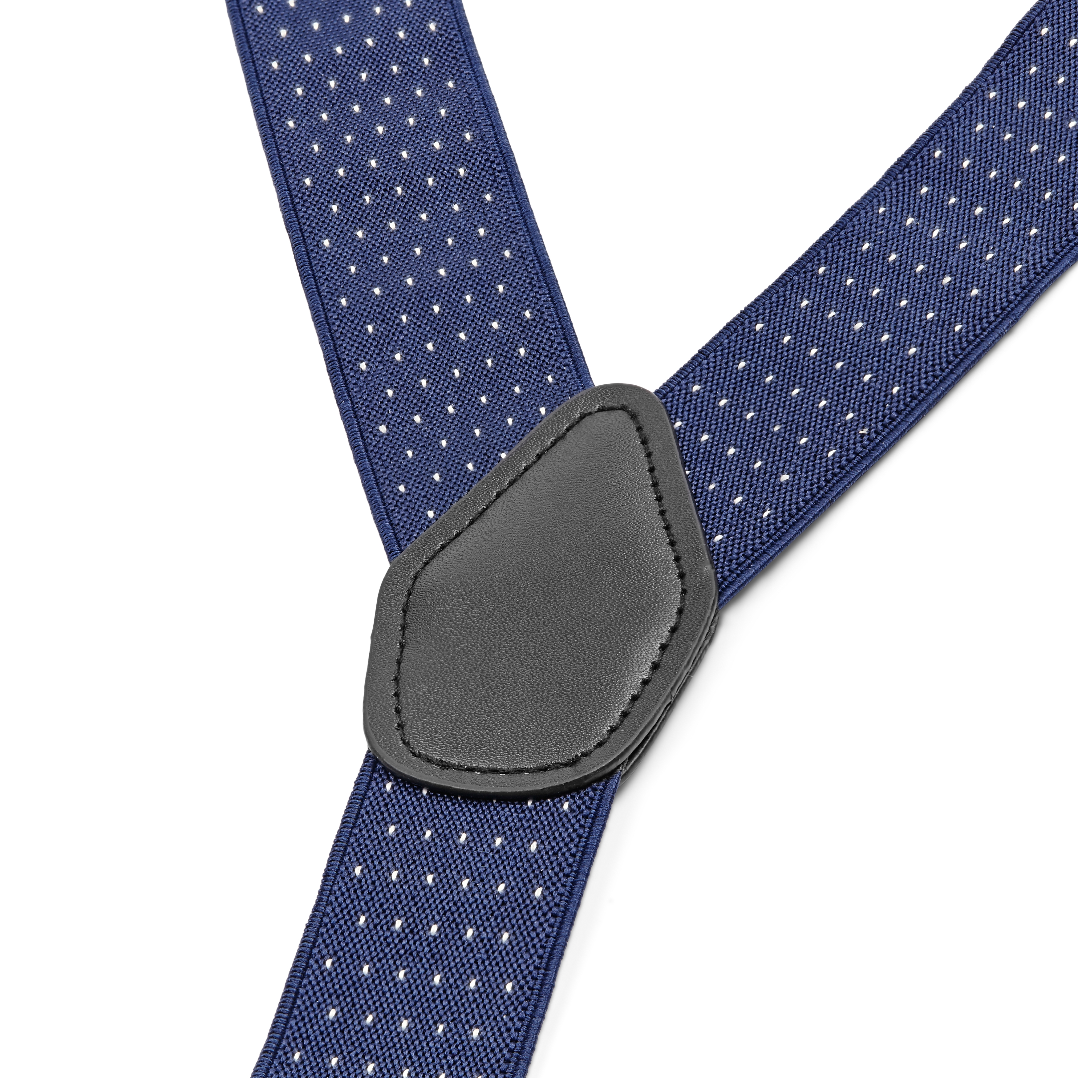 Széles tengerészkék-fehér pöttyös, dupla kapcsos Y nadrágtartó - 2