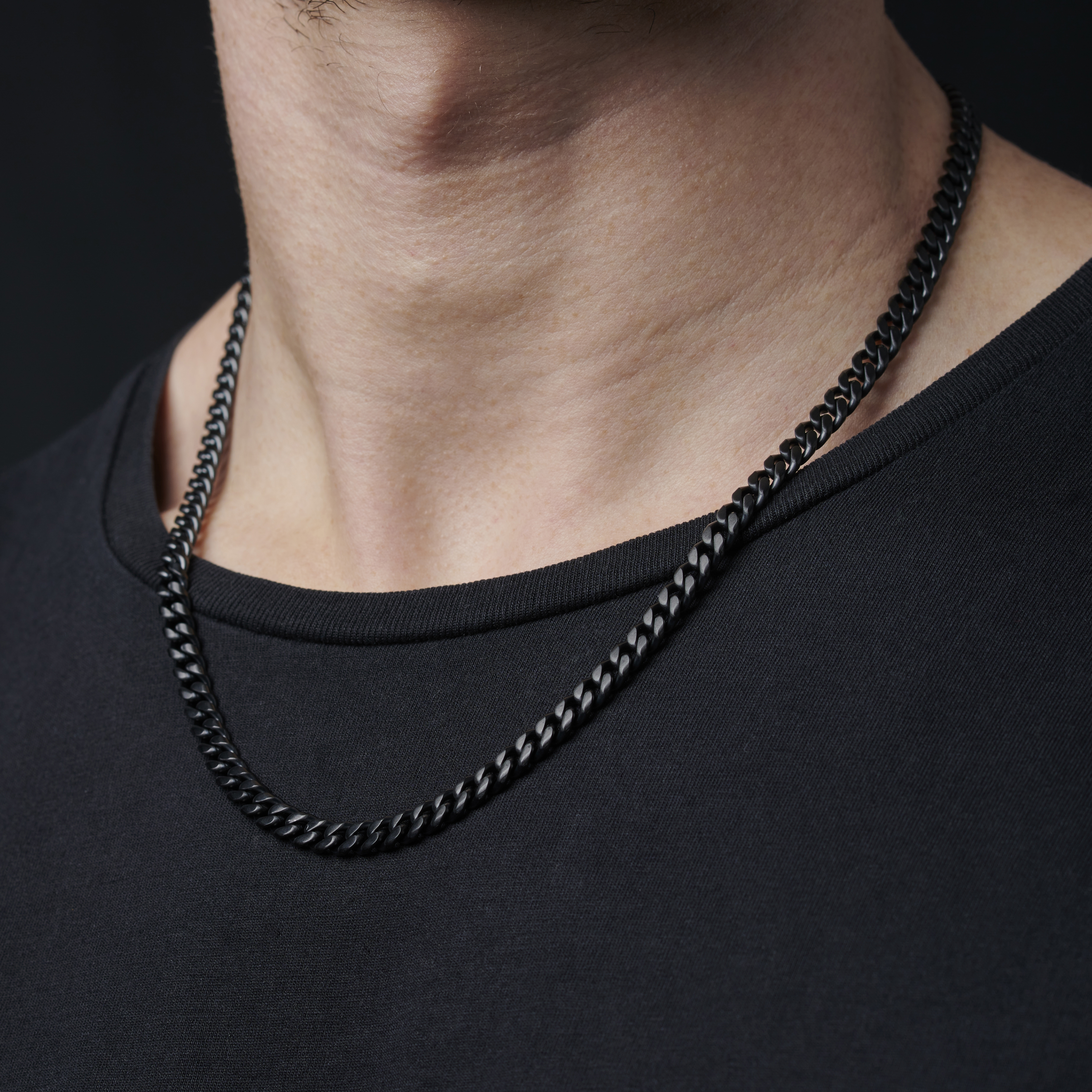 Black Stainless Steel Dog Tag Ball Chain Necklace