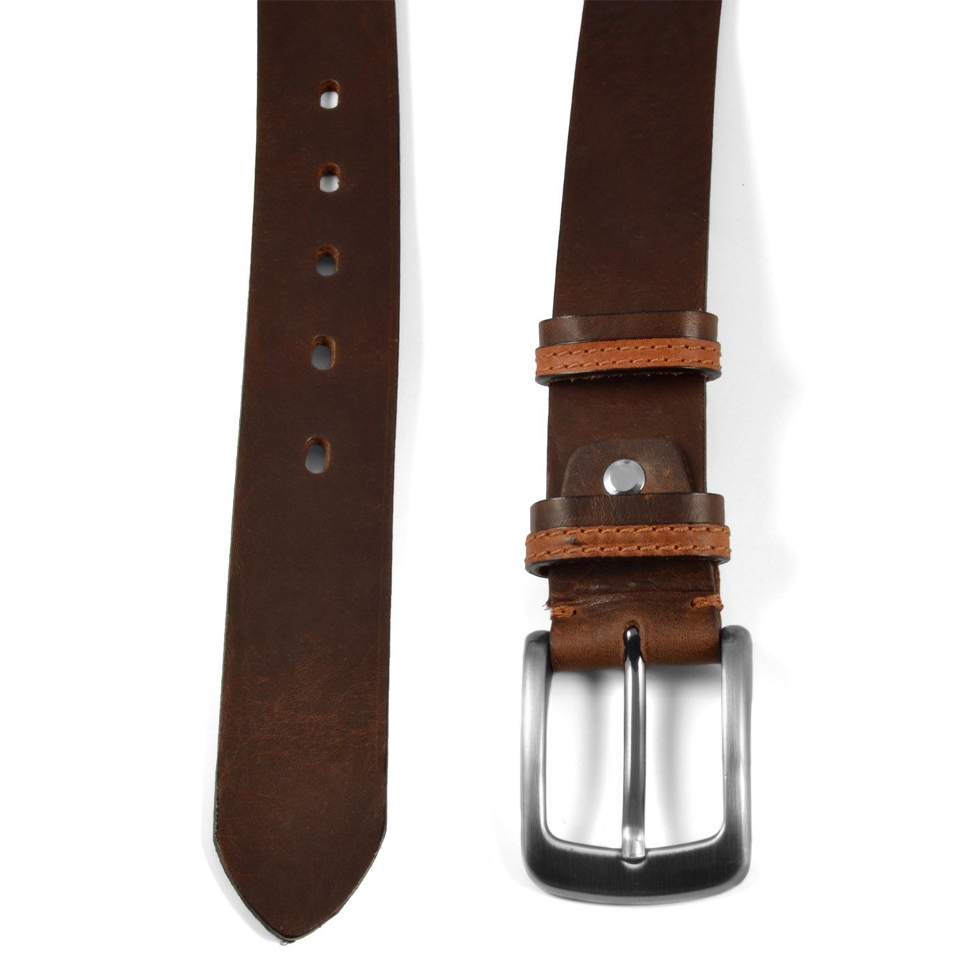Klassieke Donkerbruine Lederen Broeksriem  - 2