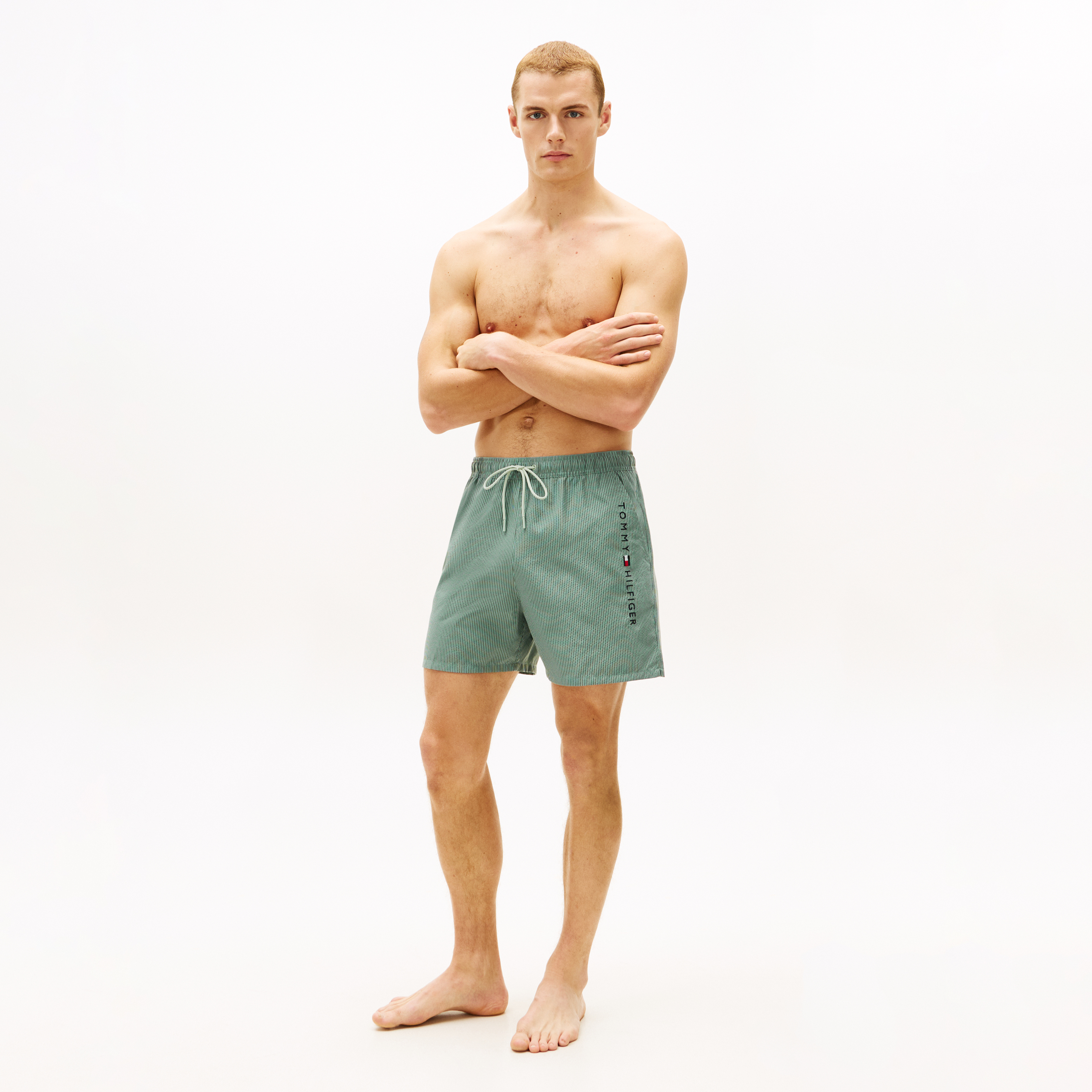 Tommy Hilfiger | Zelené pruhované plavkové šortky - 3