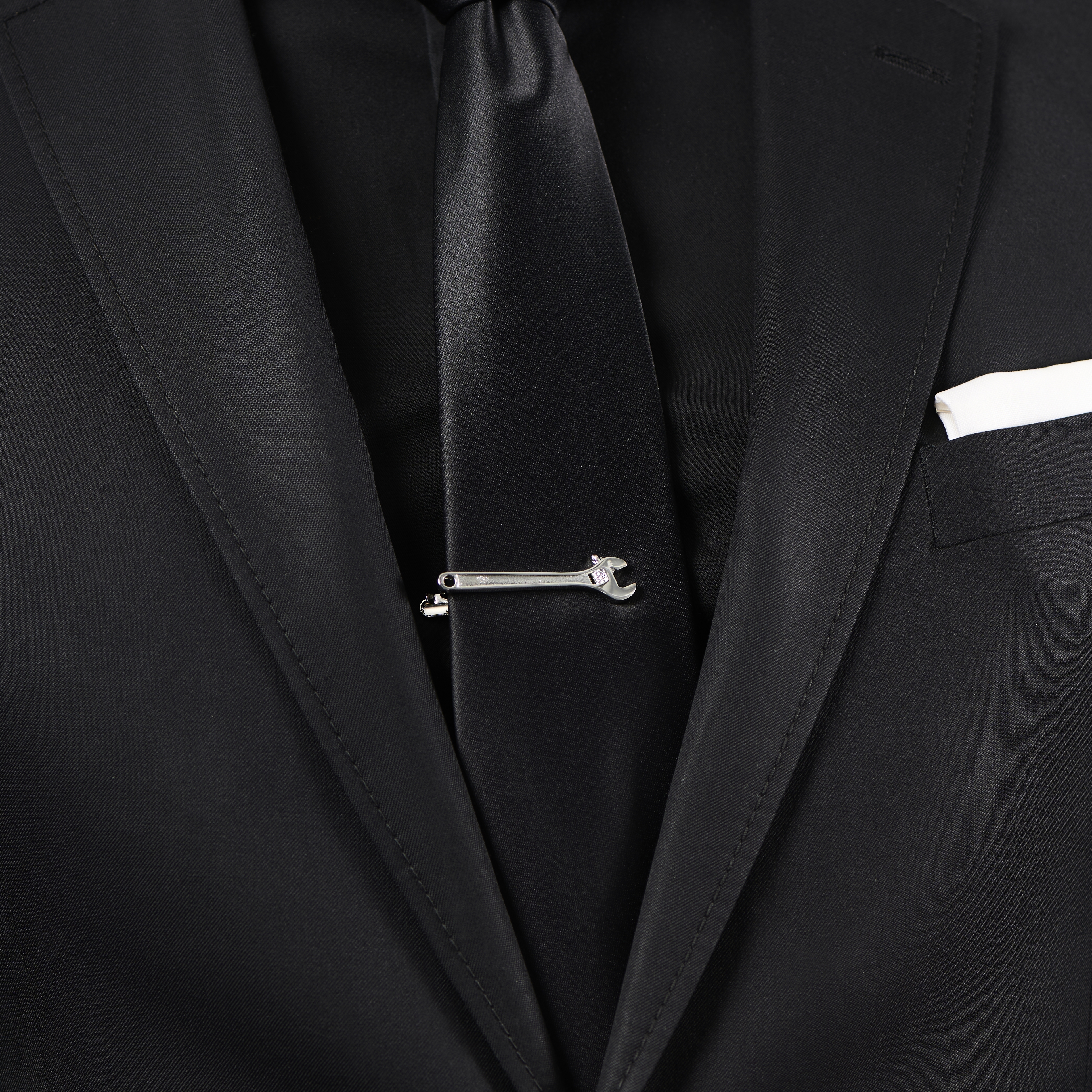 Silberfarbene Kurze Maulschlüssel Krawattenklammer - 4