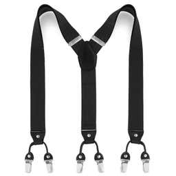Wide Black Clip-On Suspenders