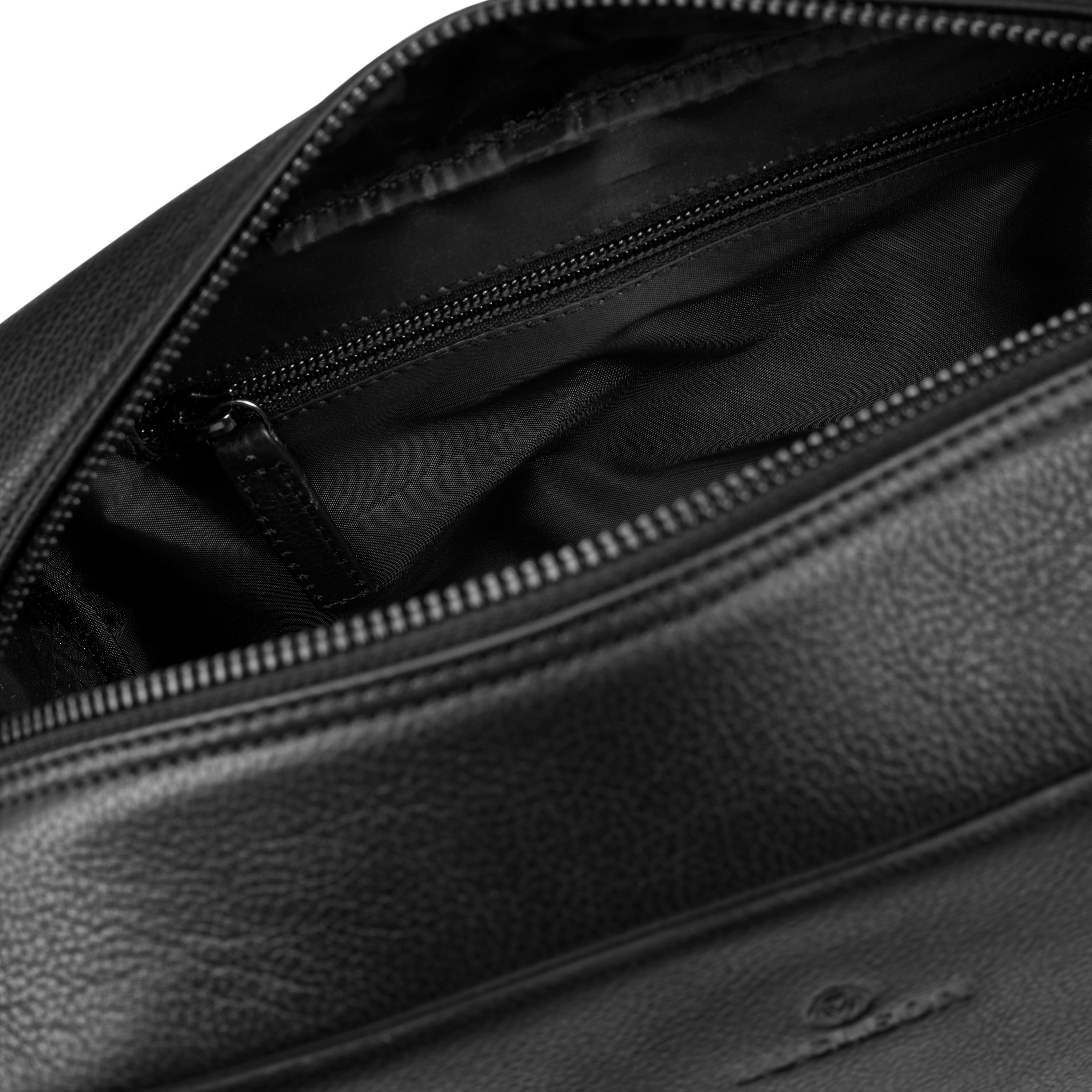 Black Full-Grain Leather Toiletry Bag - 4
