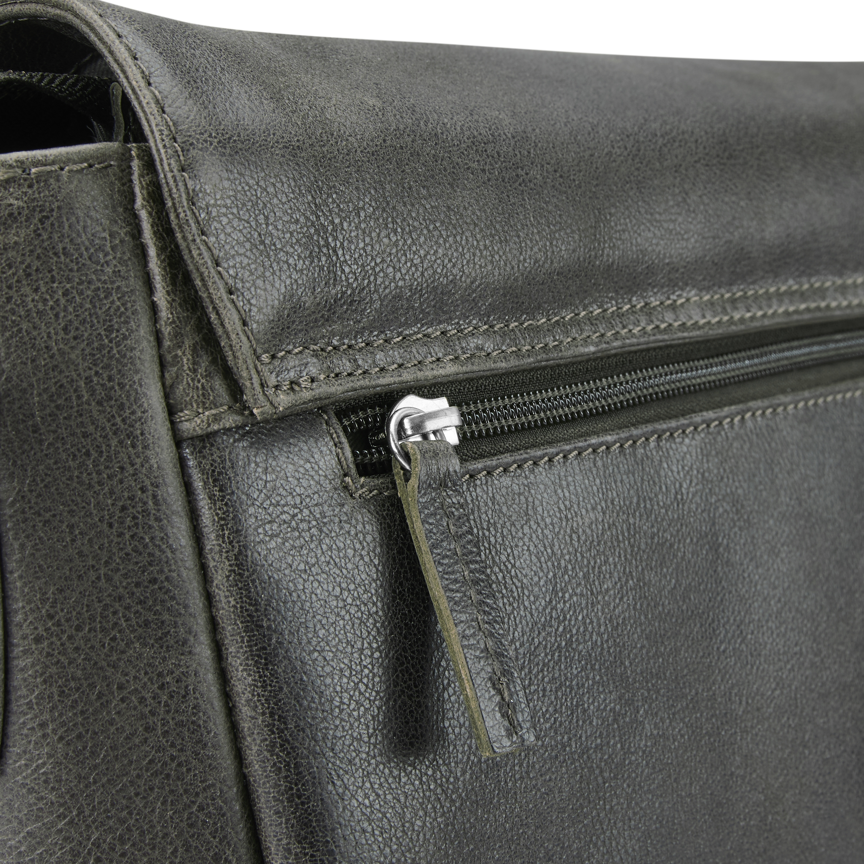 Licio | Brown gray Leather Messenger Bag - 9