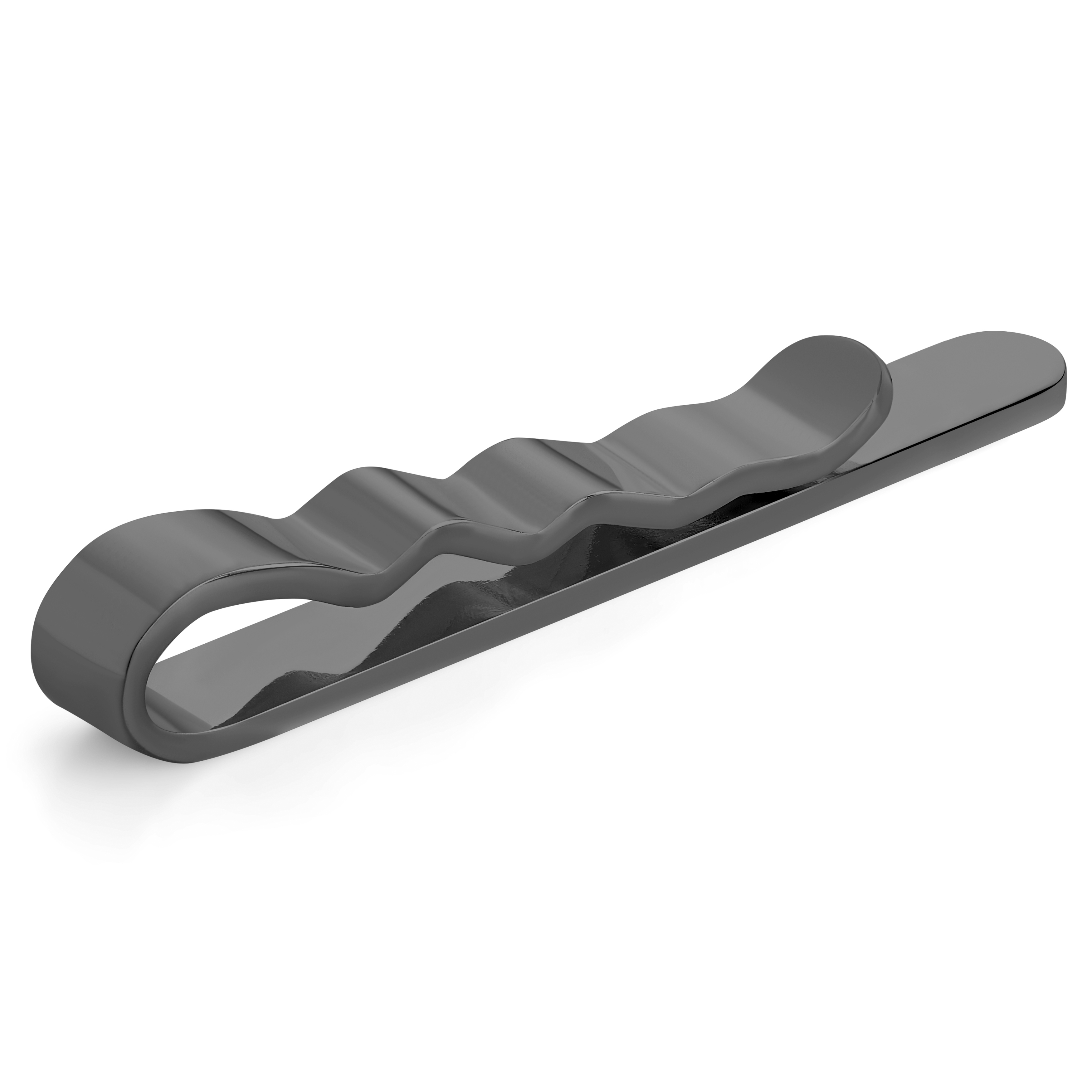 Poleeritud metalne must 5.5 cm ümar lipsunõel - 2