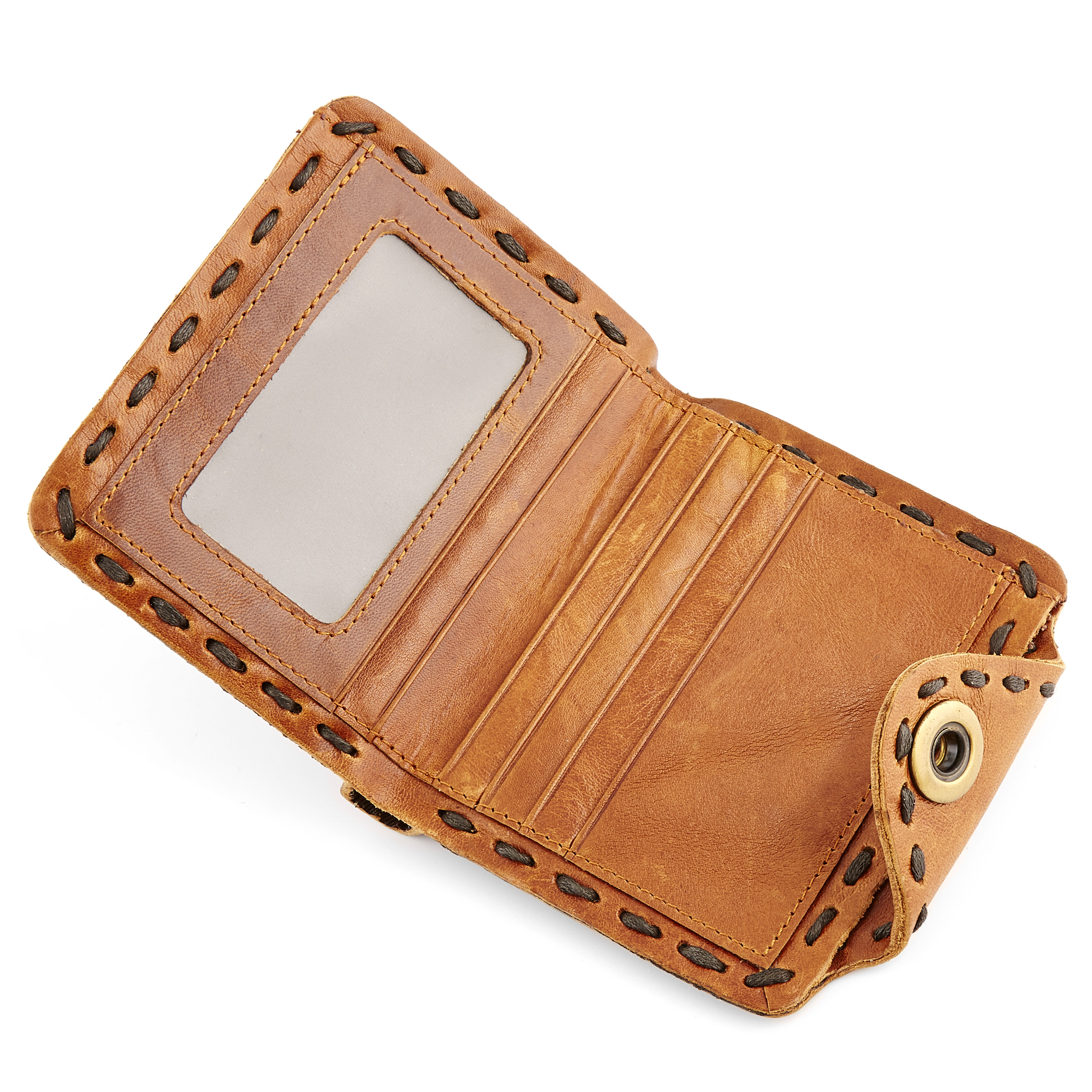 Kompaktowy jasnobrązowy skórzany portfel - 5