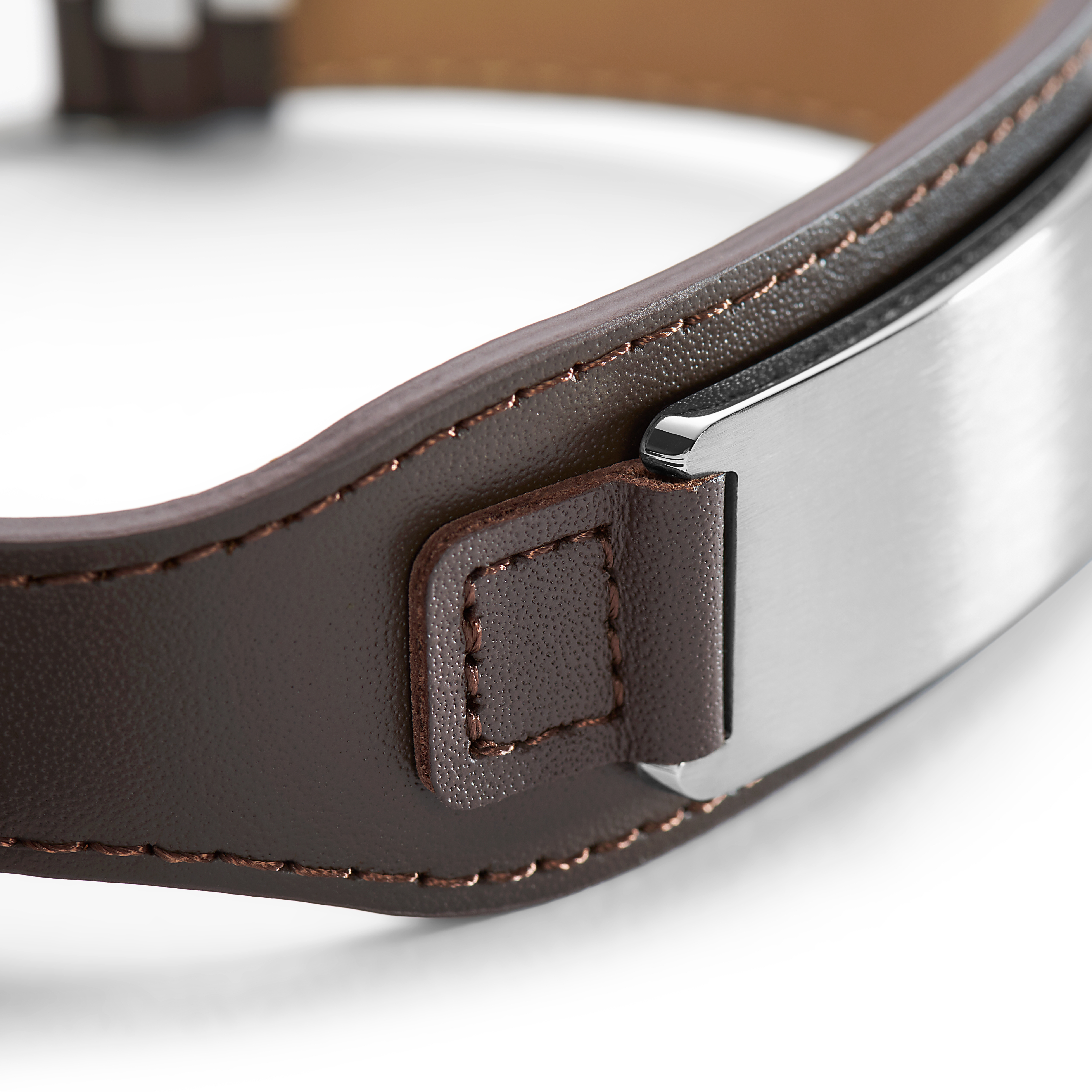 Brown Leather Cuff Bracelet With Steel Plate | In stock! | Lucleon